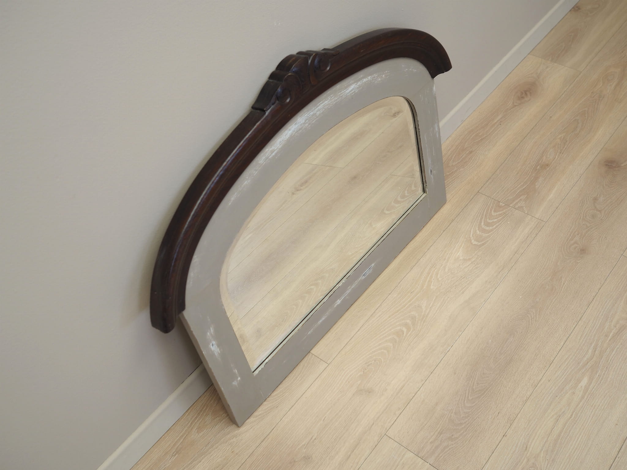 Vintage Mirror Oak Wood Brown 1960s