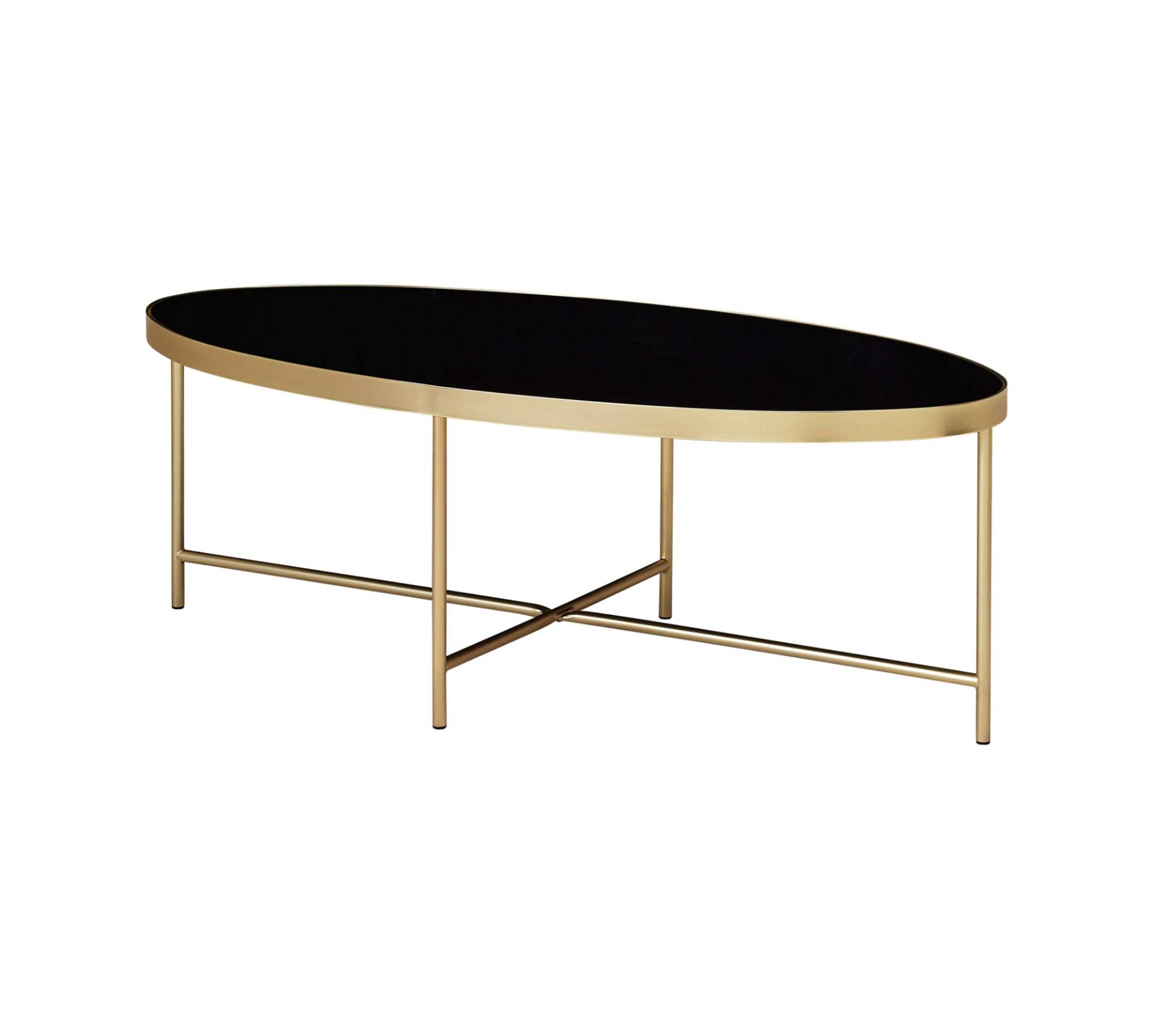Couchtisch Glas Metall Schwarz Gold