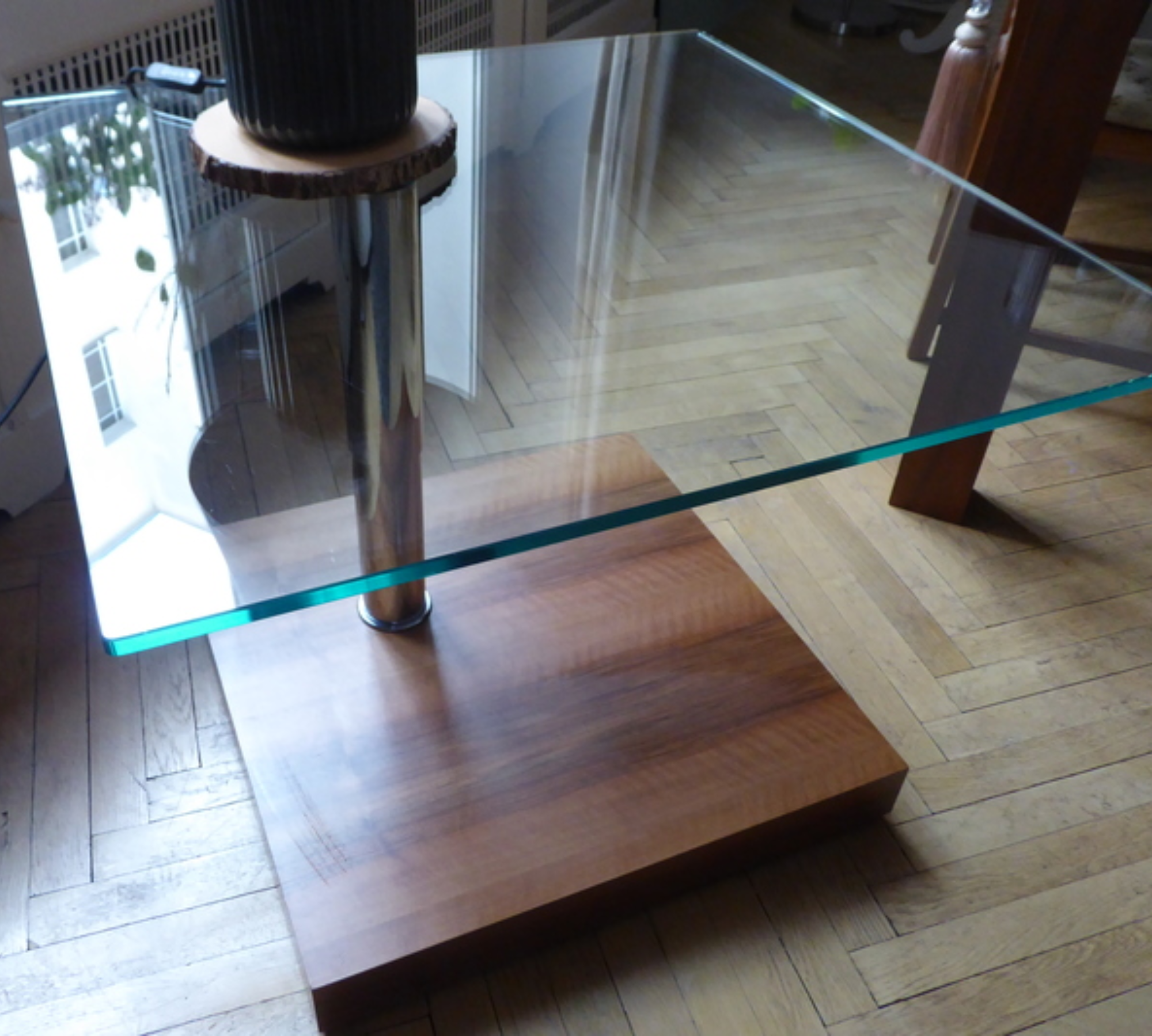 Beistelltisch Glas Holz Braun 