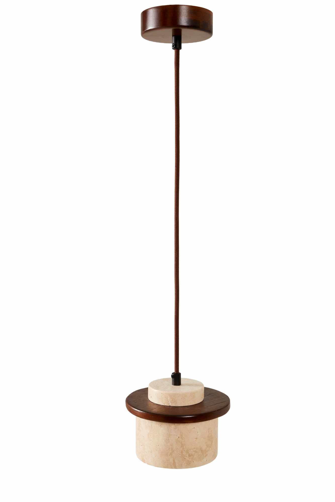 Ente Lampada a sospensione Legno di noce Travertino Marrone