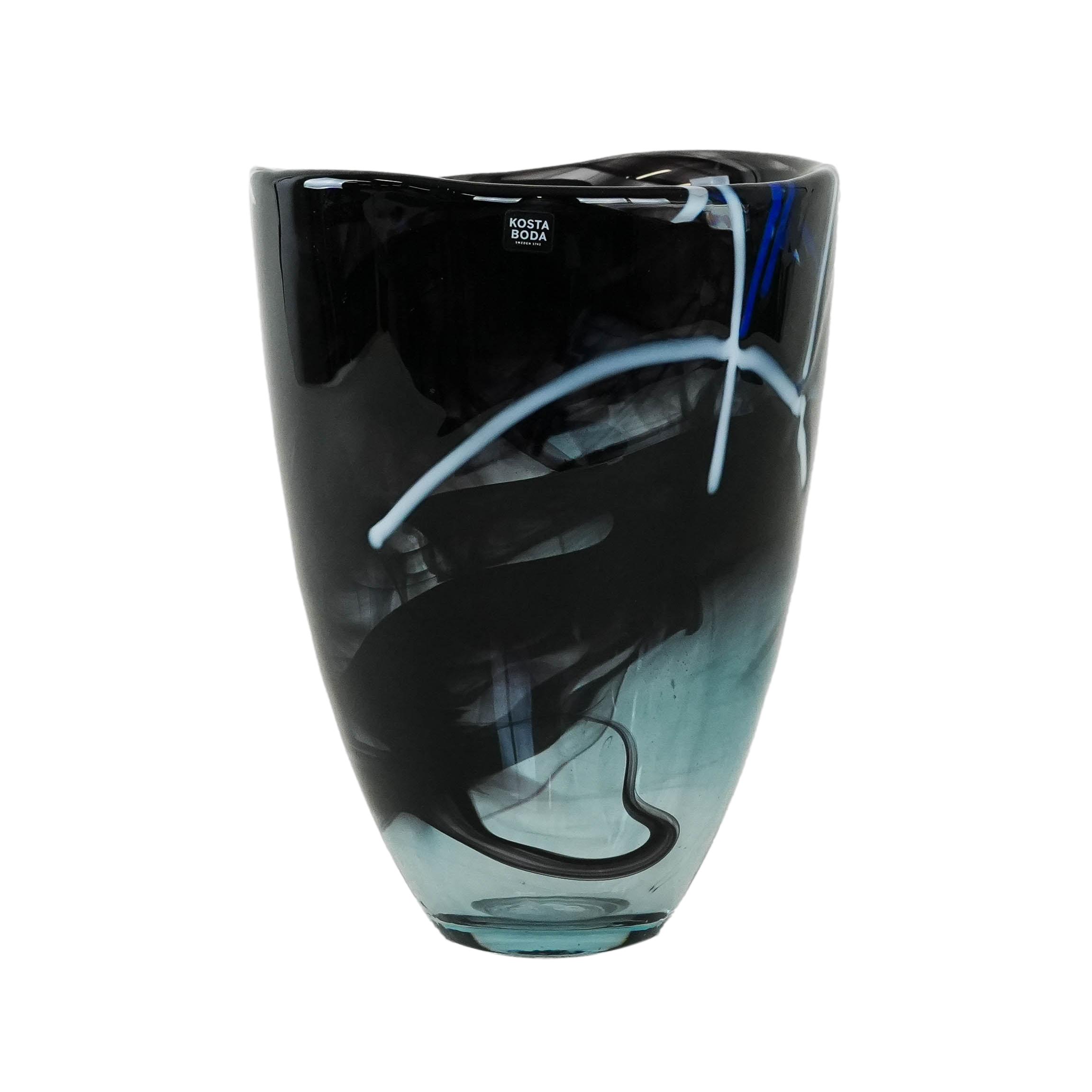 Glass vase Blue 1980s