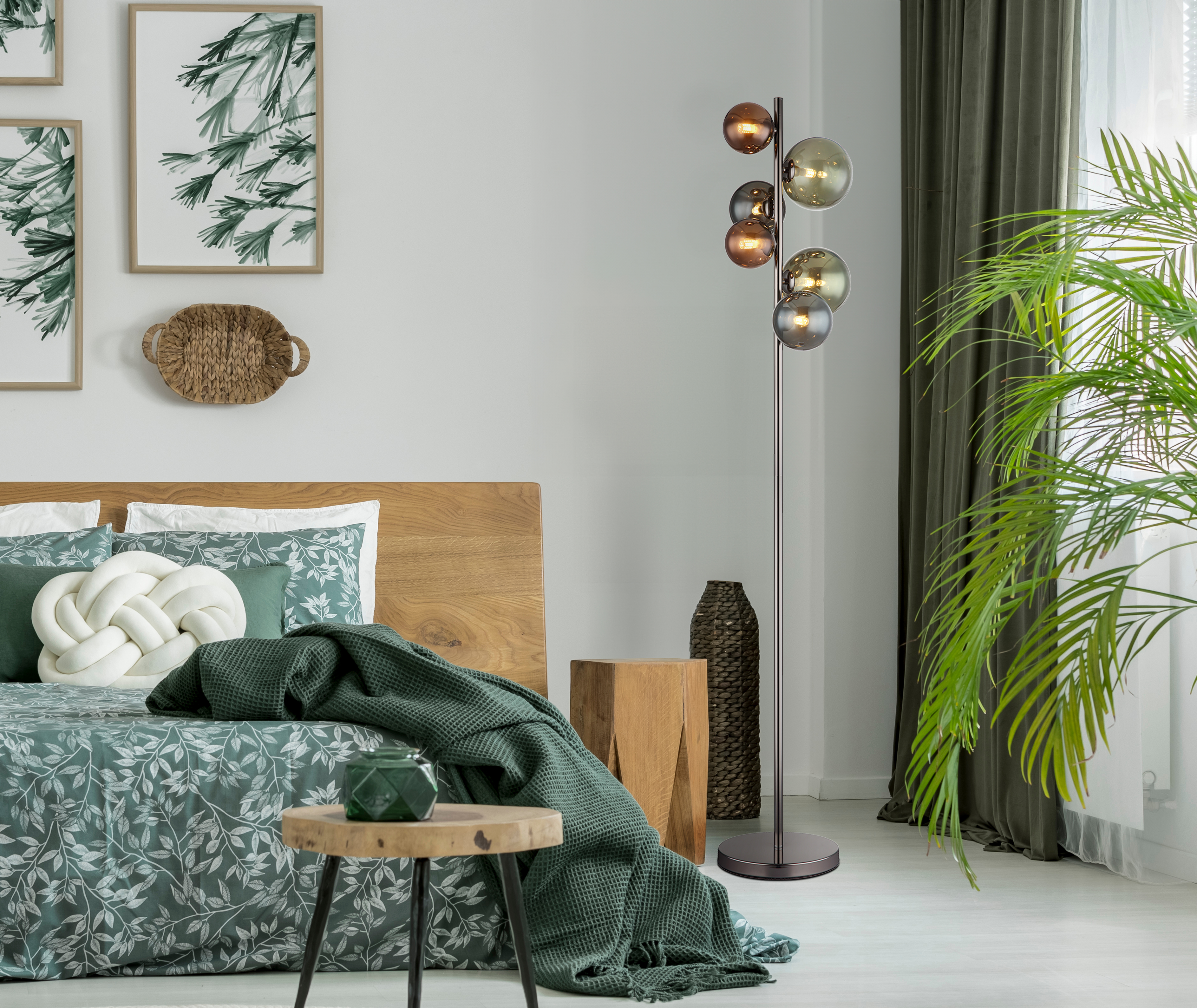 LED Floor Lamp Riha Type C 6-Light Colored Glass Iron