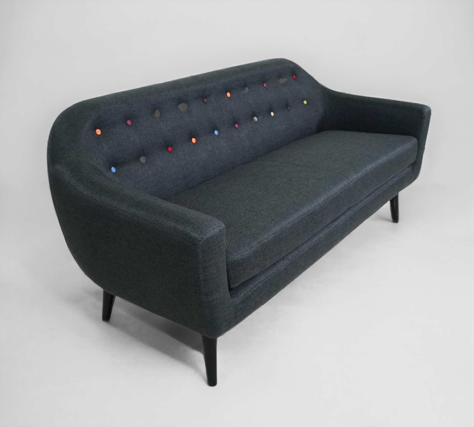 Ritchie Sofa 3-Sitzer Textil Anthrazit Bunte Knöpfe
