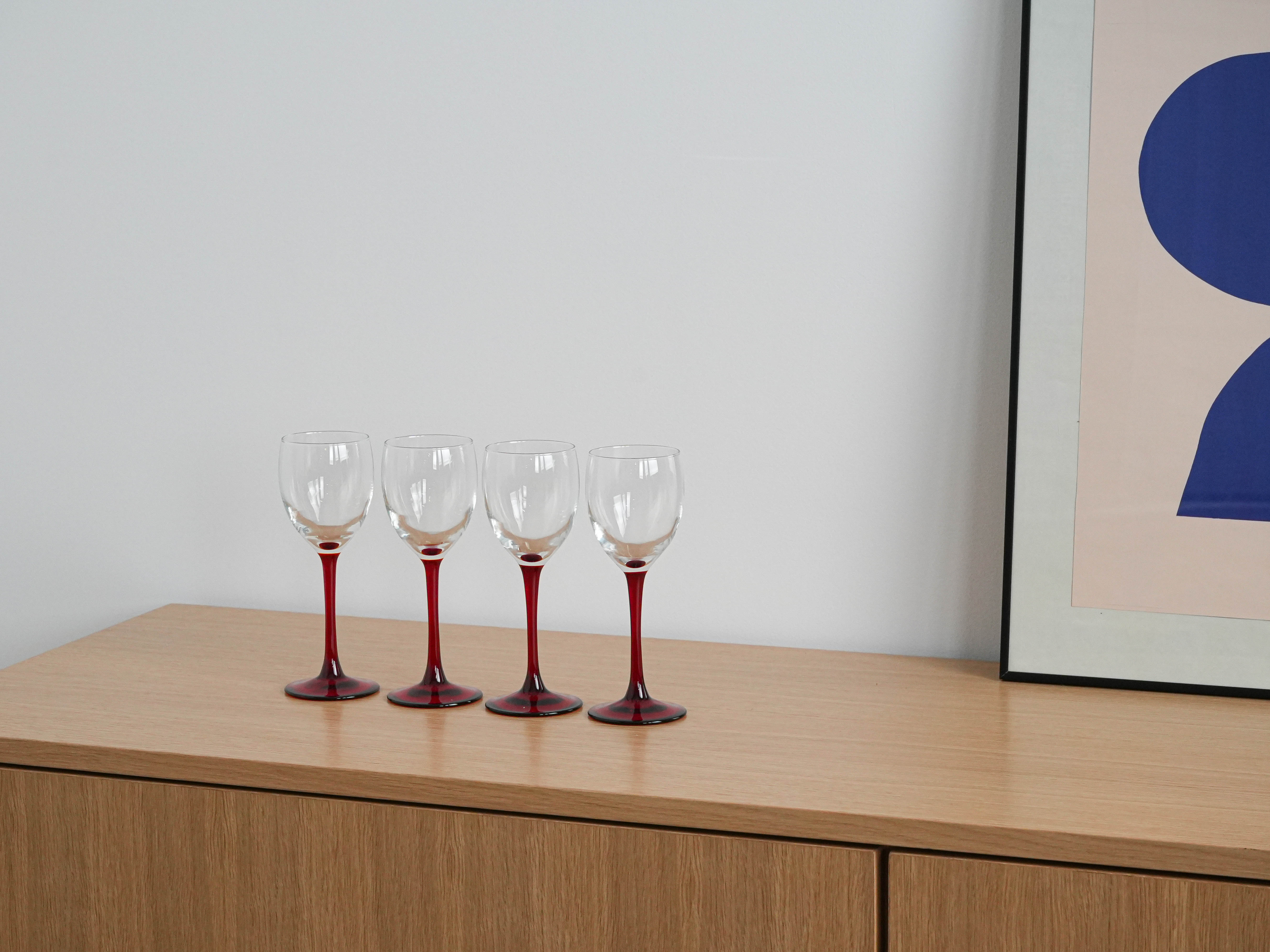 4x Wine glasses Red 