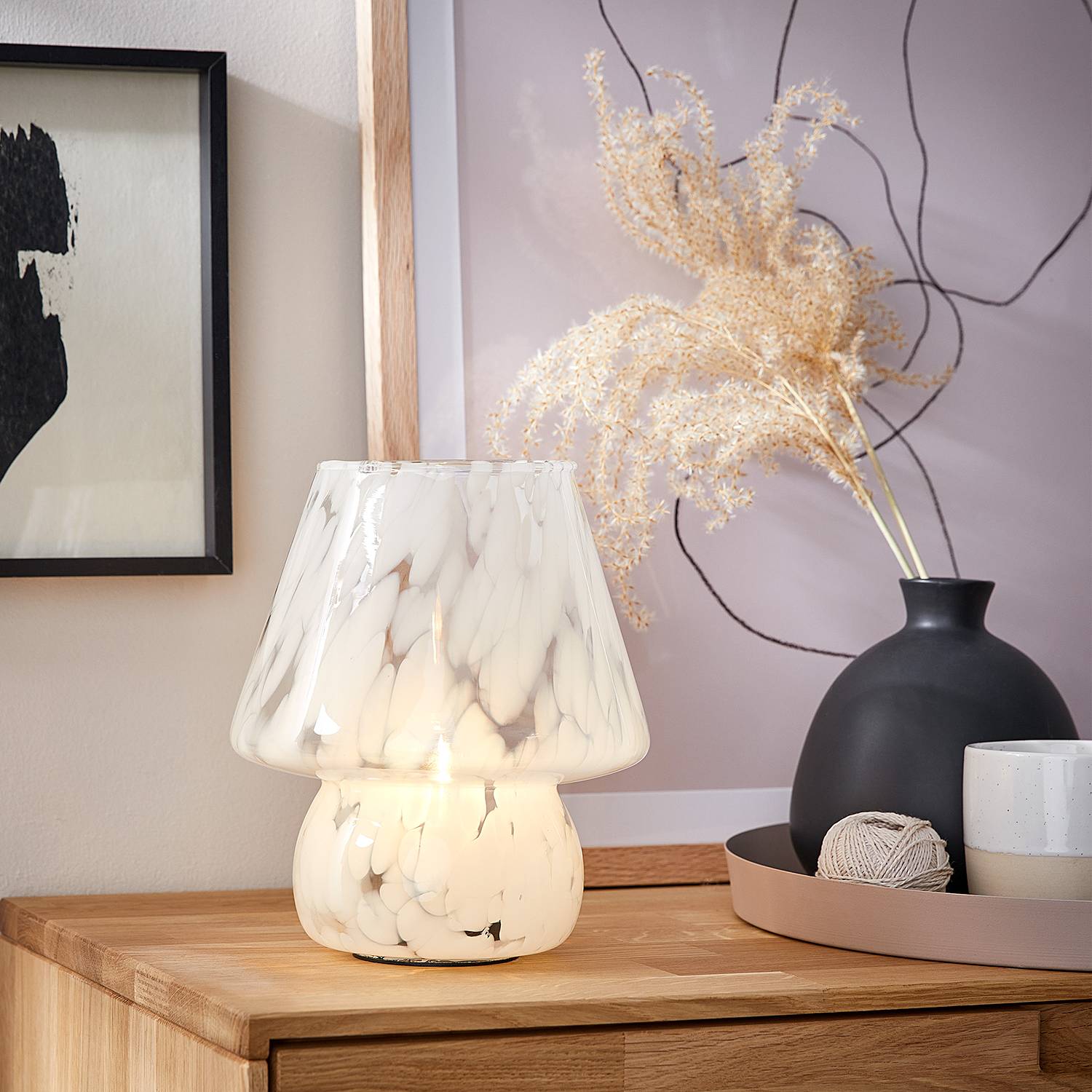 Miss Marble LED-Leuchte Farbglas Blau Weiß