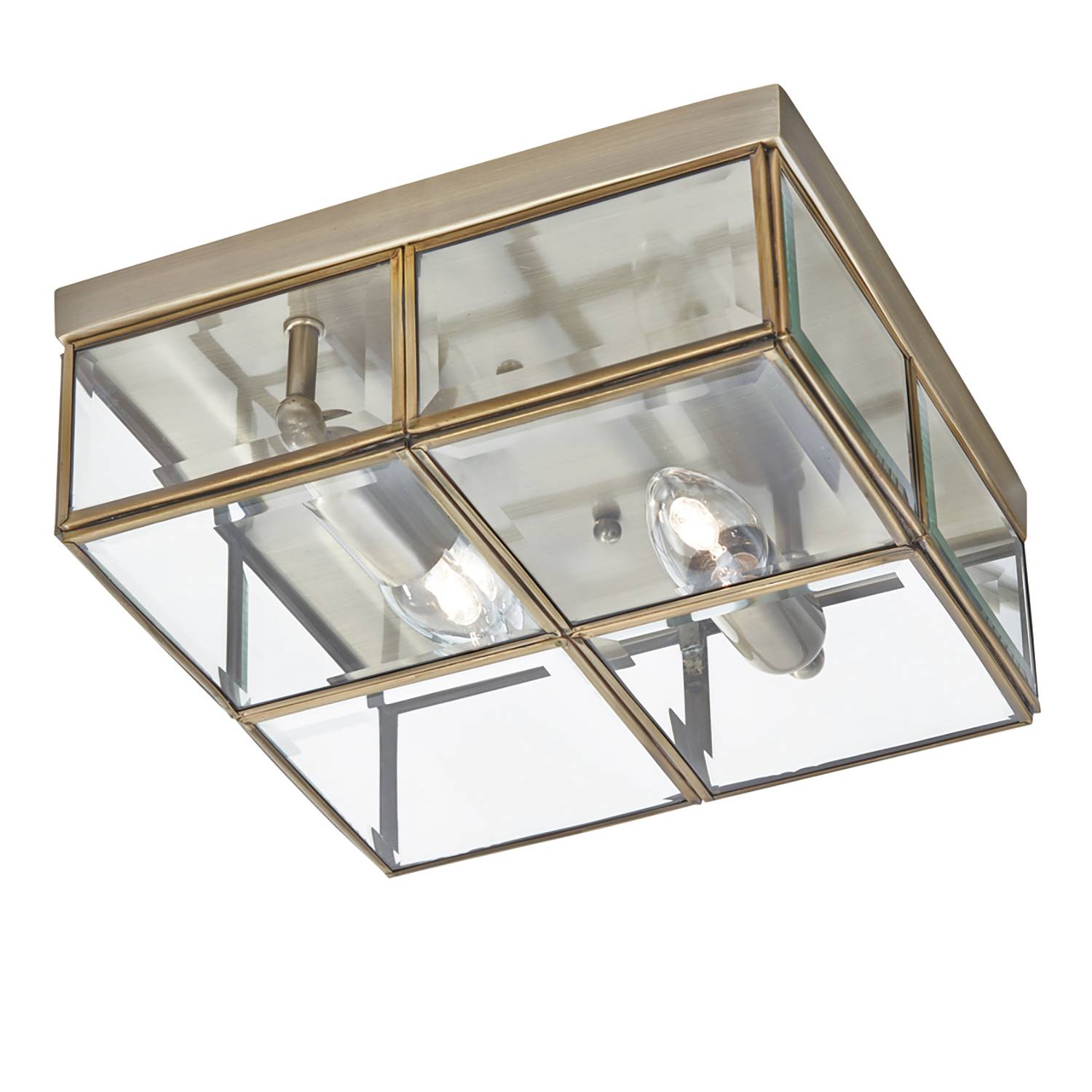 2-burner Flush Ceiling Light Clear Glass Steel Gold