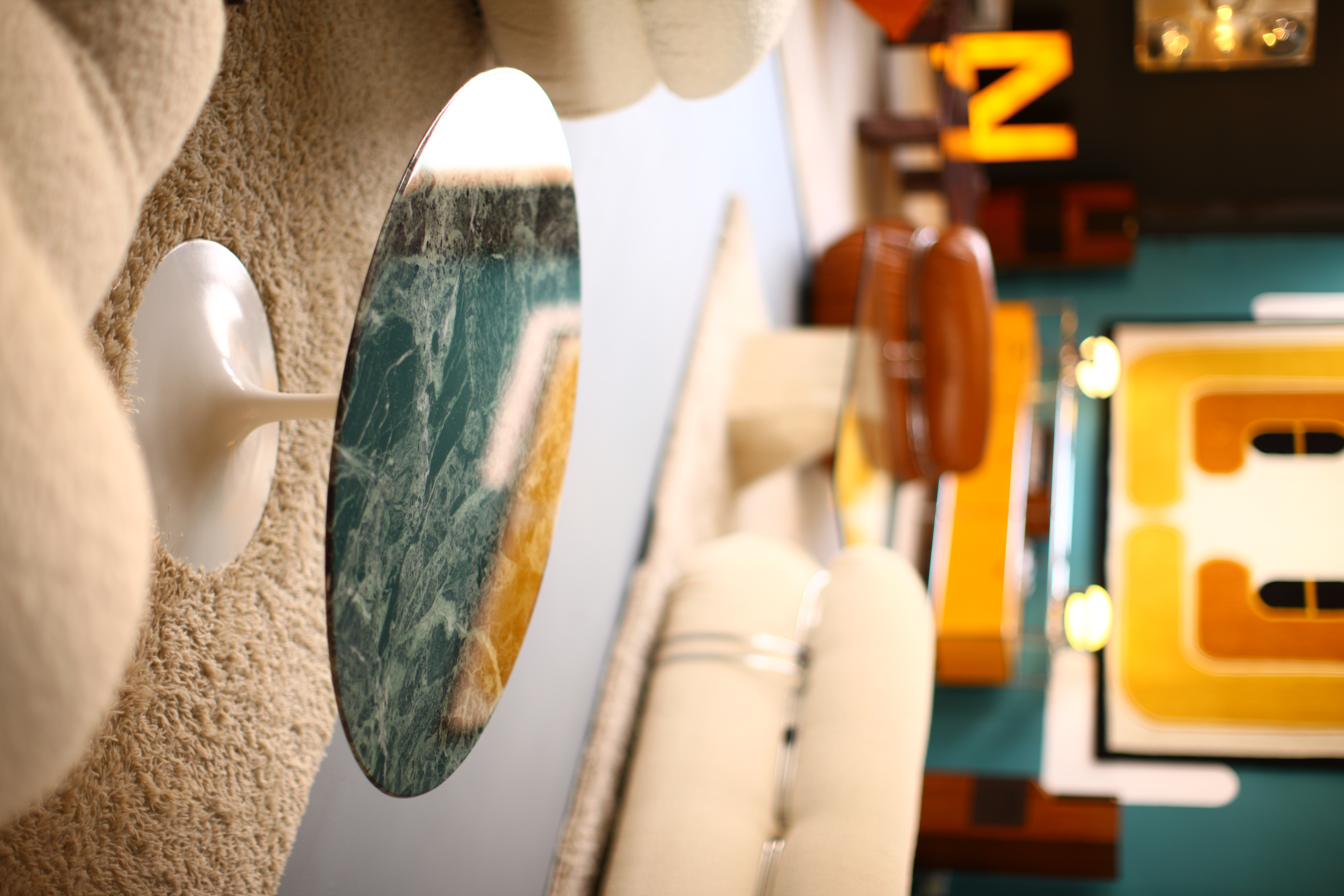 Couchtisch mit Marmorplatte 1960er Jahre