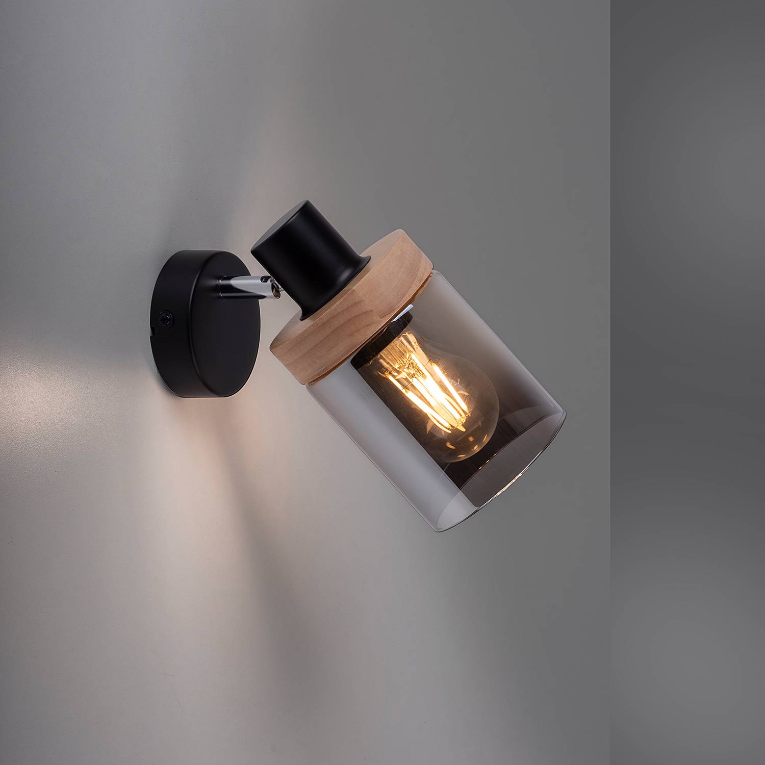 Pasqual Wandleuchte Rauchglas Eisen 1-flammig