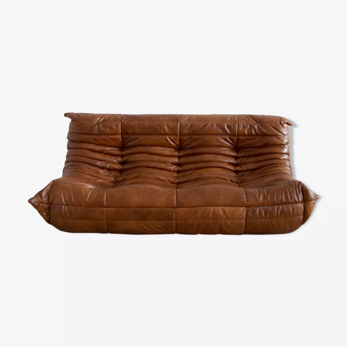 Togo Sofa 3-seater High-gloss leather Antique brown