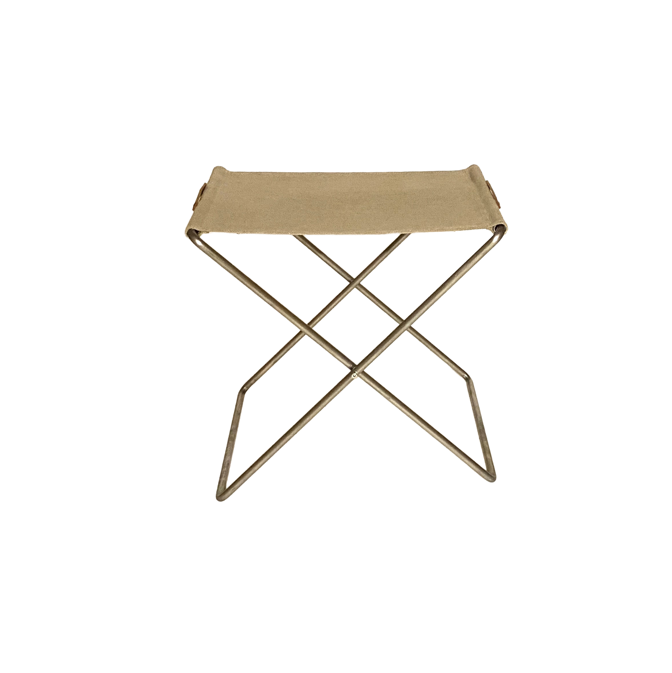 OX Stool Small Leather Canvas Beige