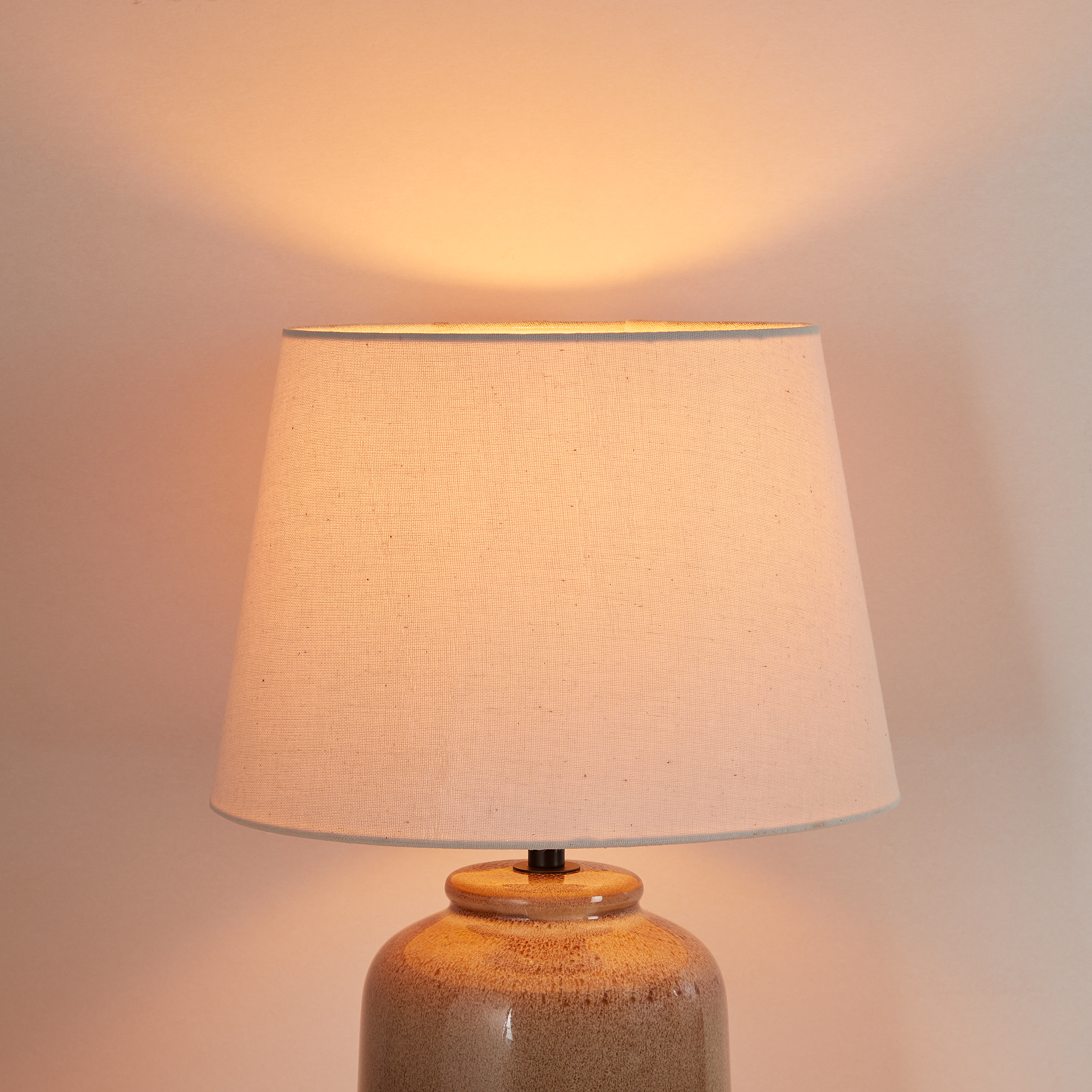 Verice Tischleuchte Leinen Keramik Creme Taupe