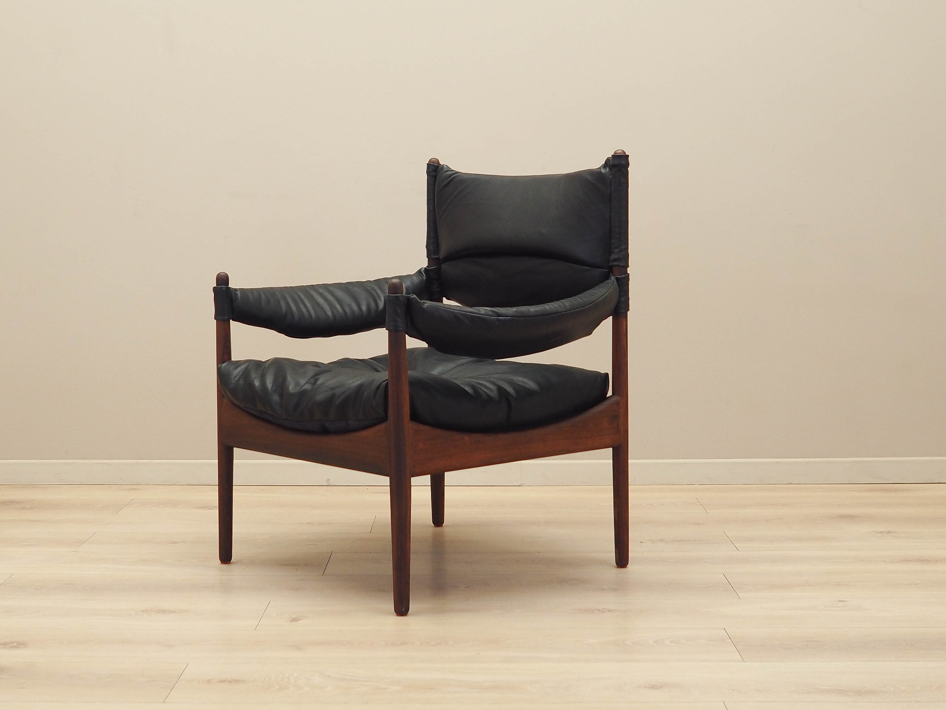 Modus Sessel Holz Leder Schwarz 1960er Jahre
