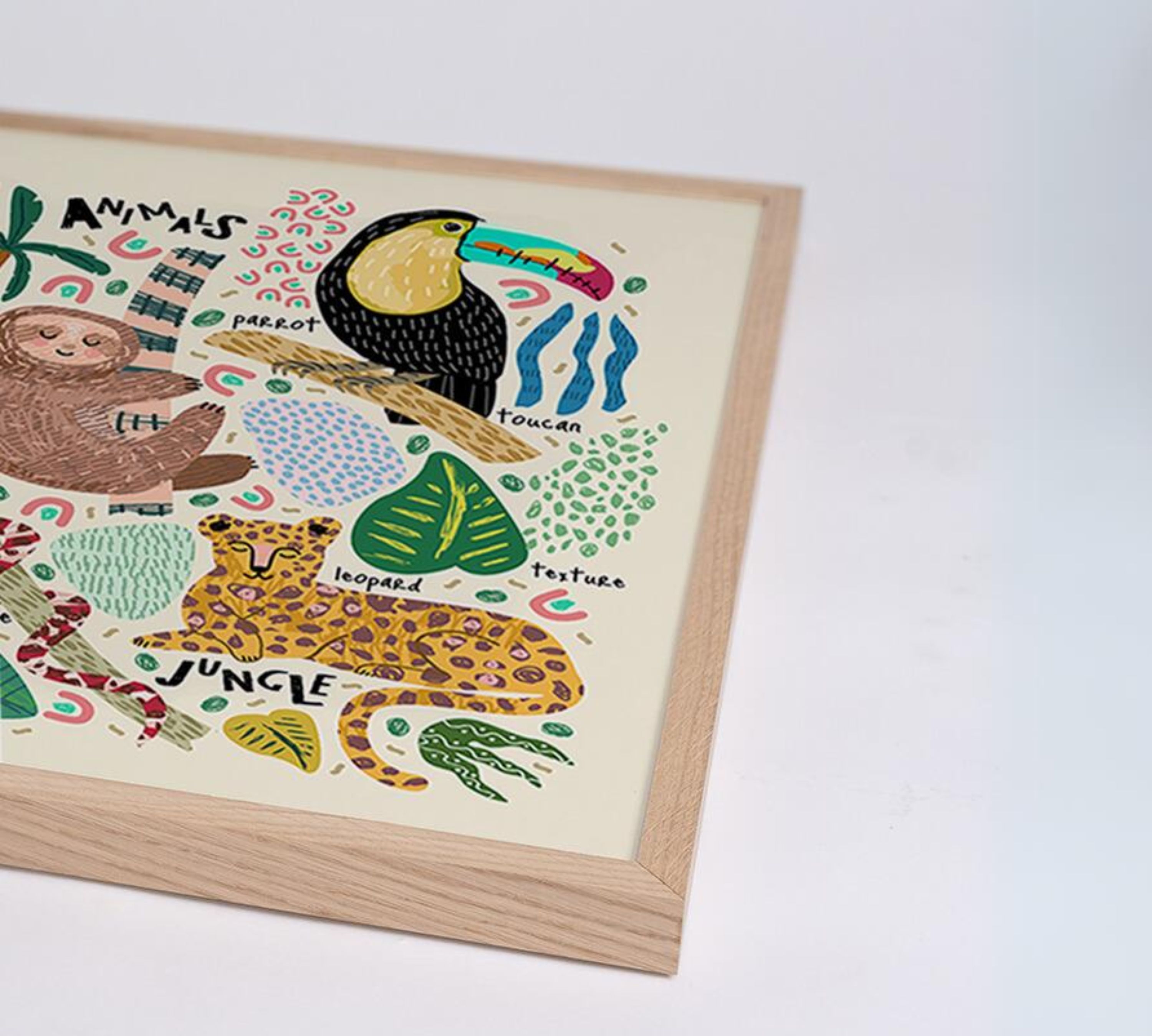 Jungle Animals Kunstdruck mit Rahmen Mehrfarbig