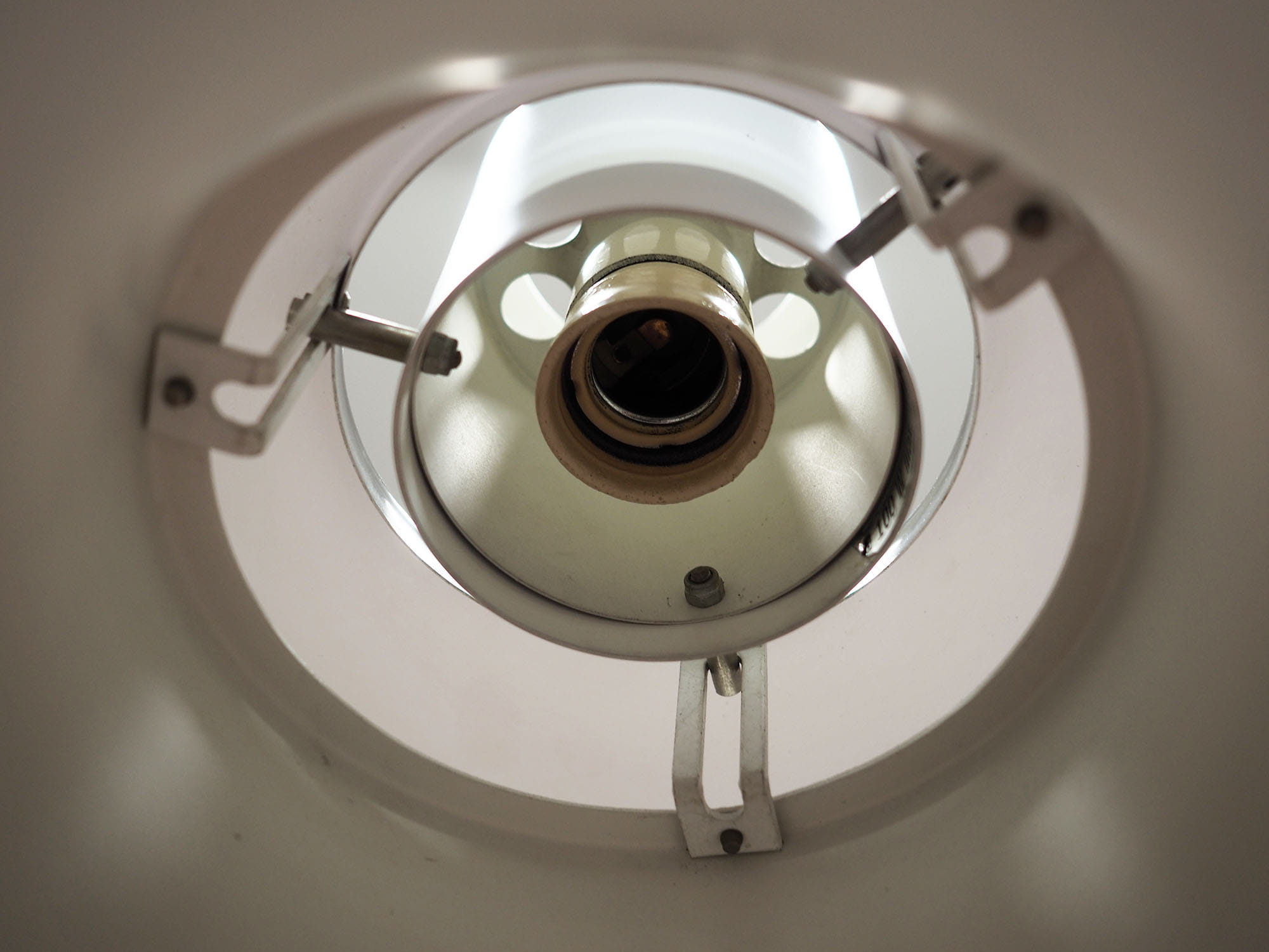 Vintage pendant lamp metal white 1970s