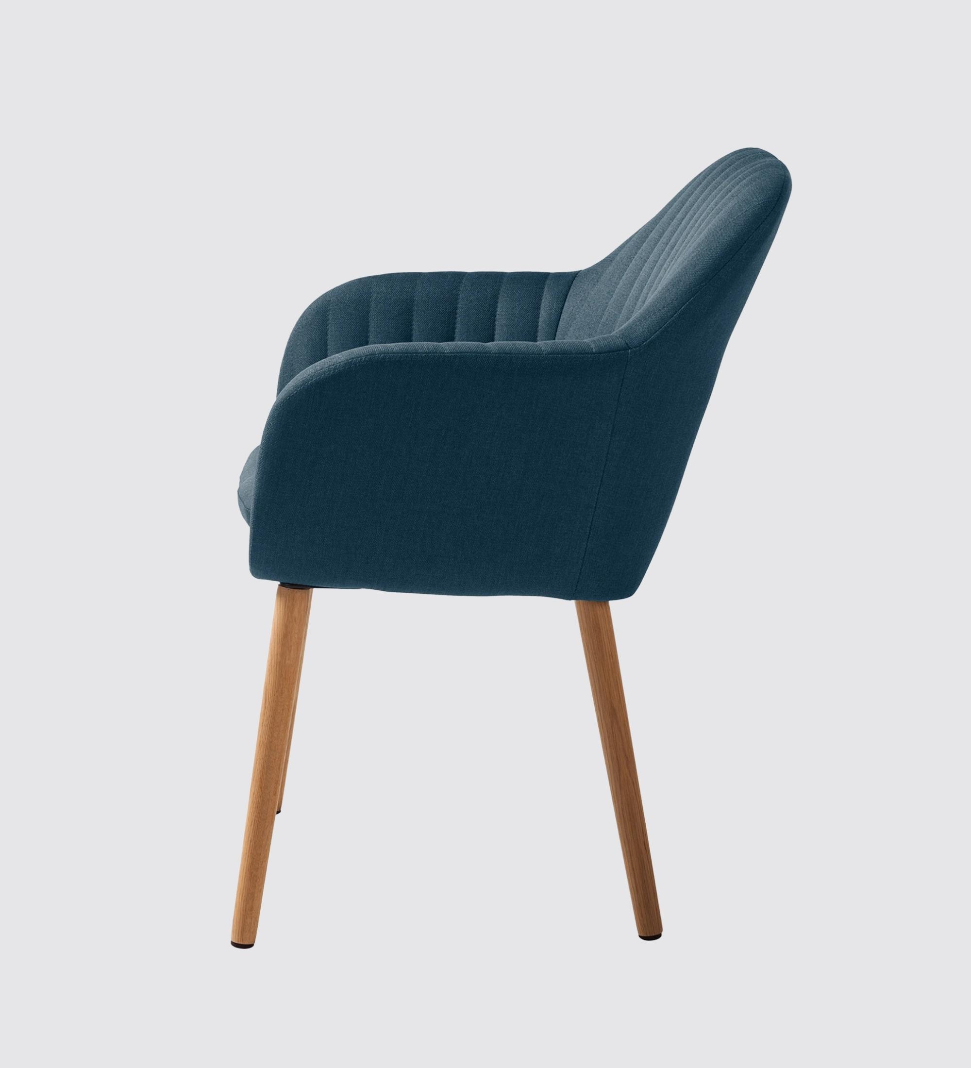 Armlehnstuhl Eiche Massiv Webstoff Jeansblau