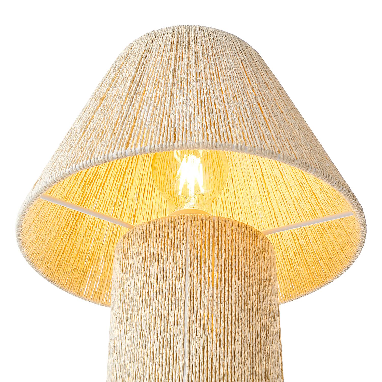 Tischleuchte WEAVER Papiergeflecht Metall Beige