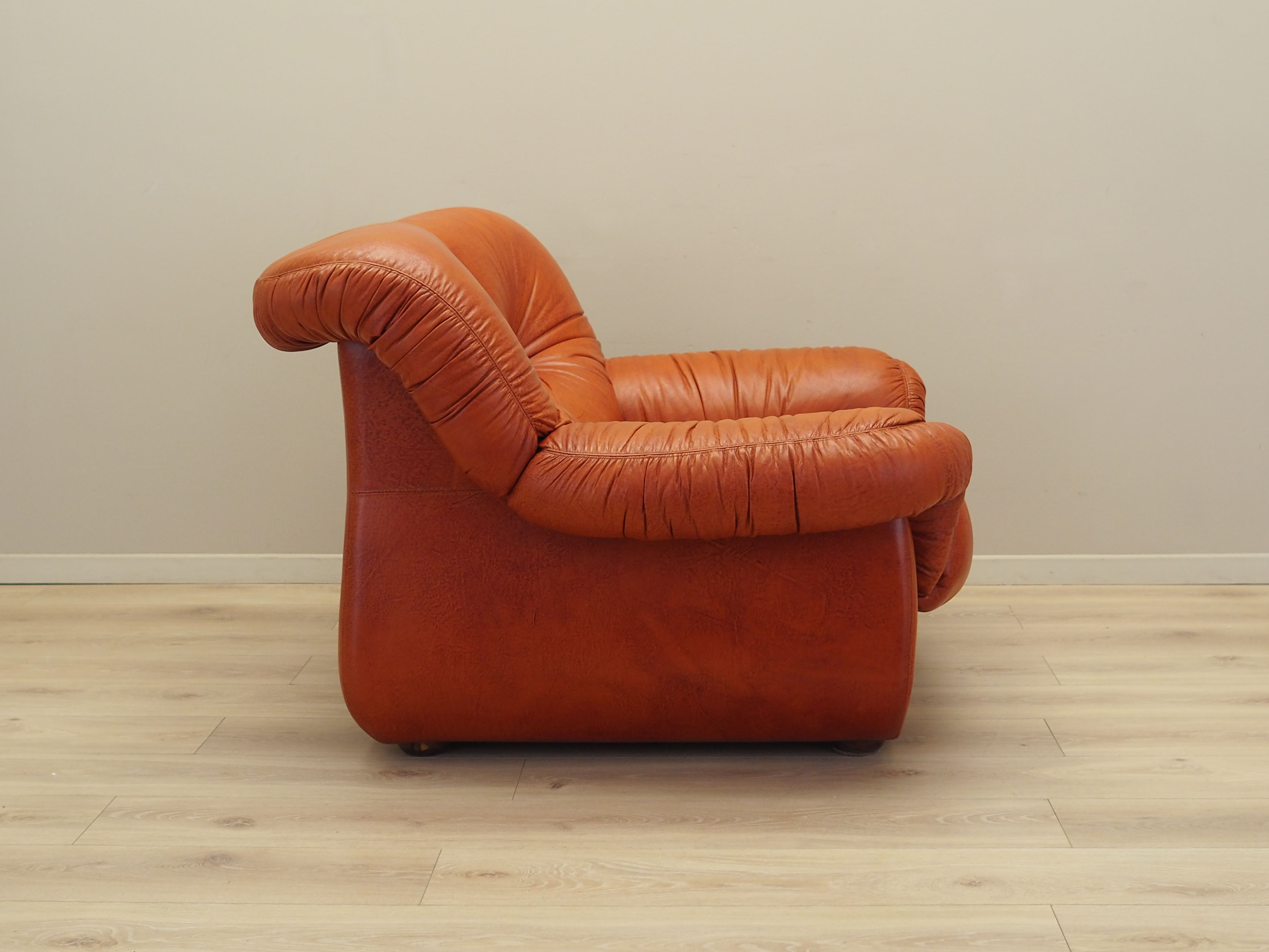 Sessel Leder Braun 1970er Jahre