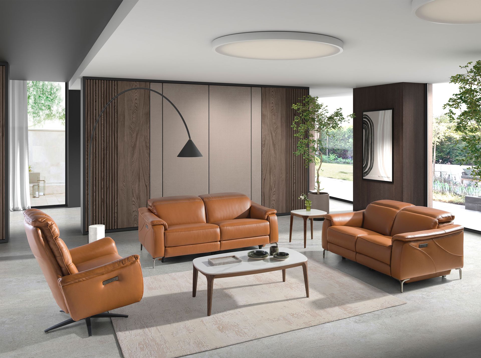 Beistelltisch Marmor Nussbaumfurnier