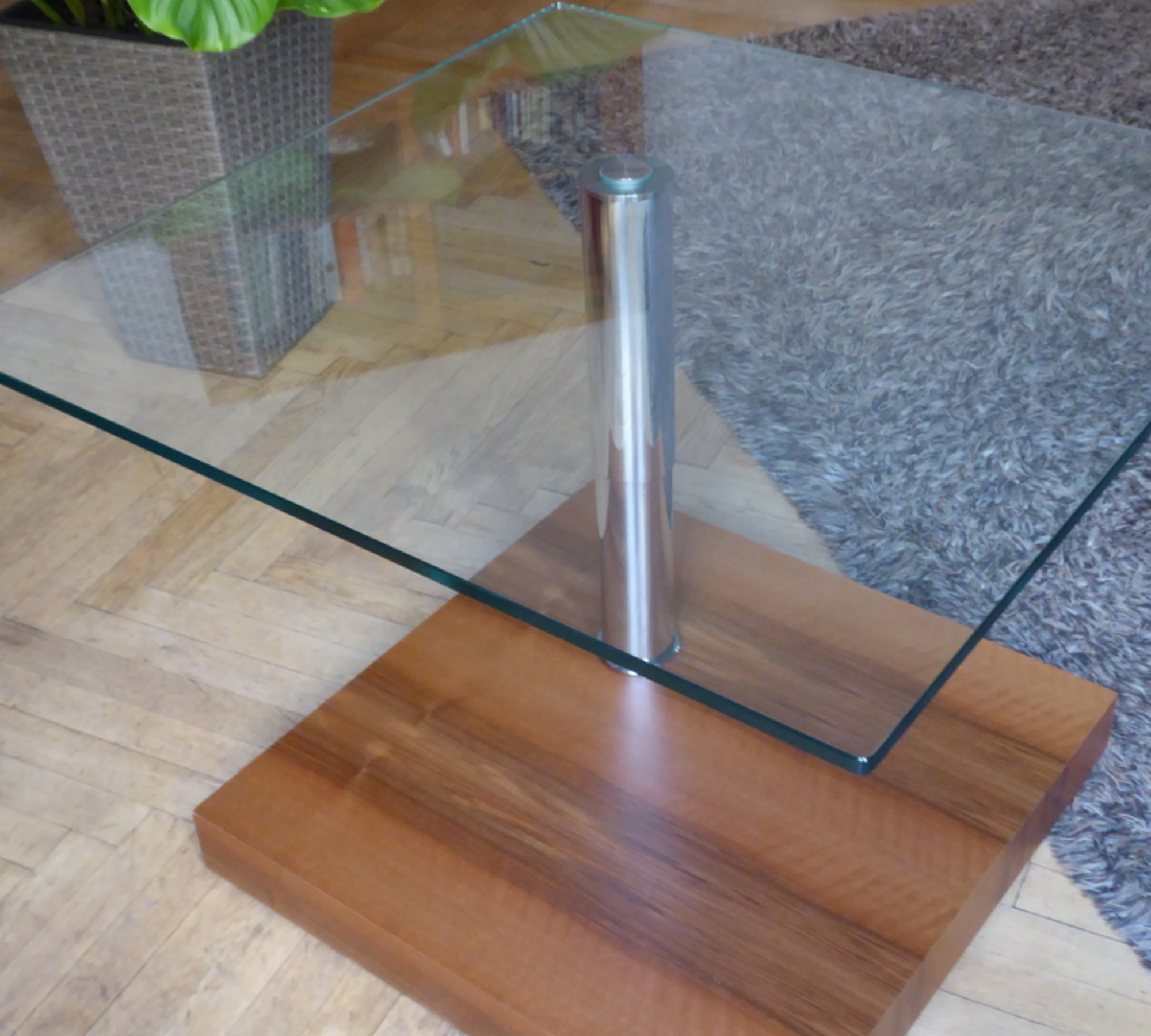 Beistelltisch Glas Holz Braun 