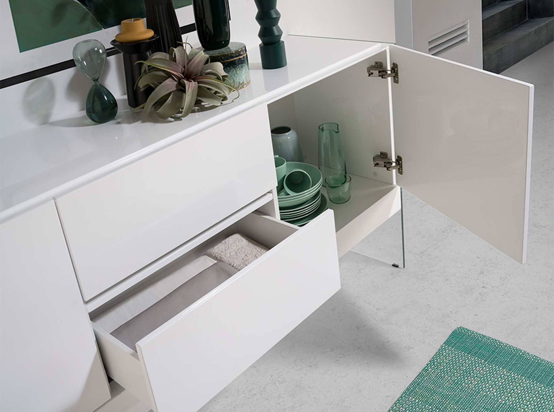 Sideboard Glas Weiß