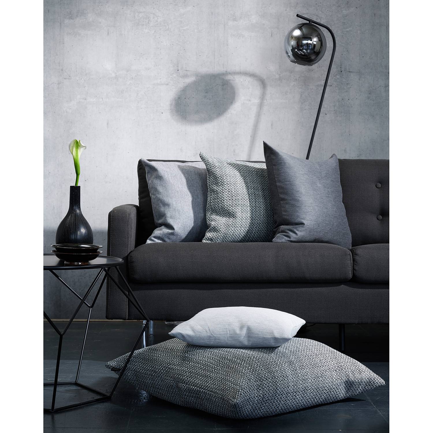 Vermont Pillowcase Polyester Grey 46 x 46 cm