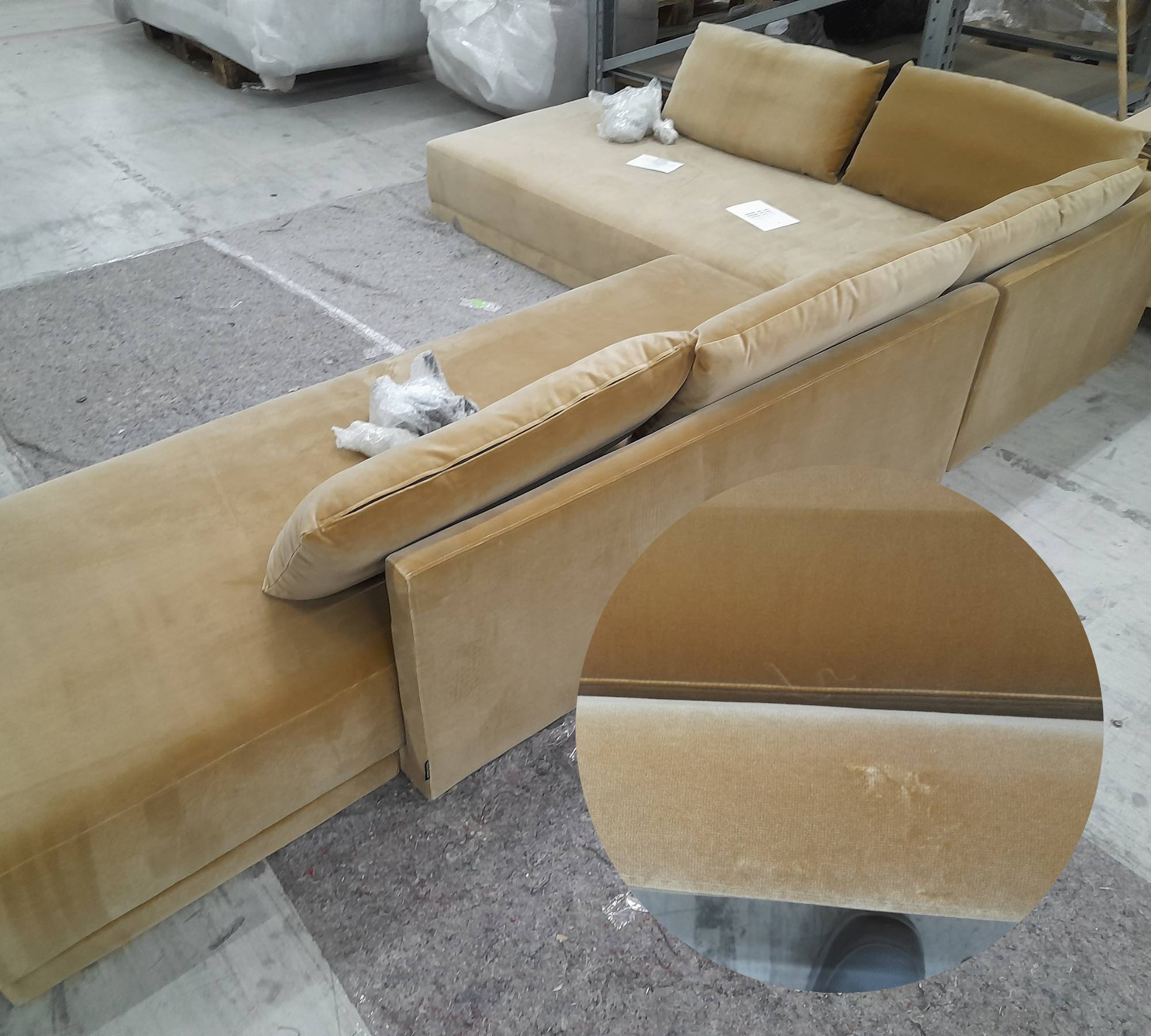 Vivica Schlafsofa Récamiere Links Velour Matt Beige