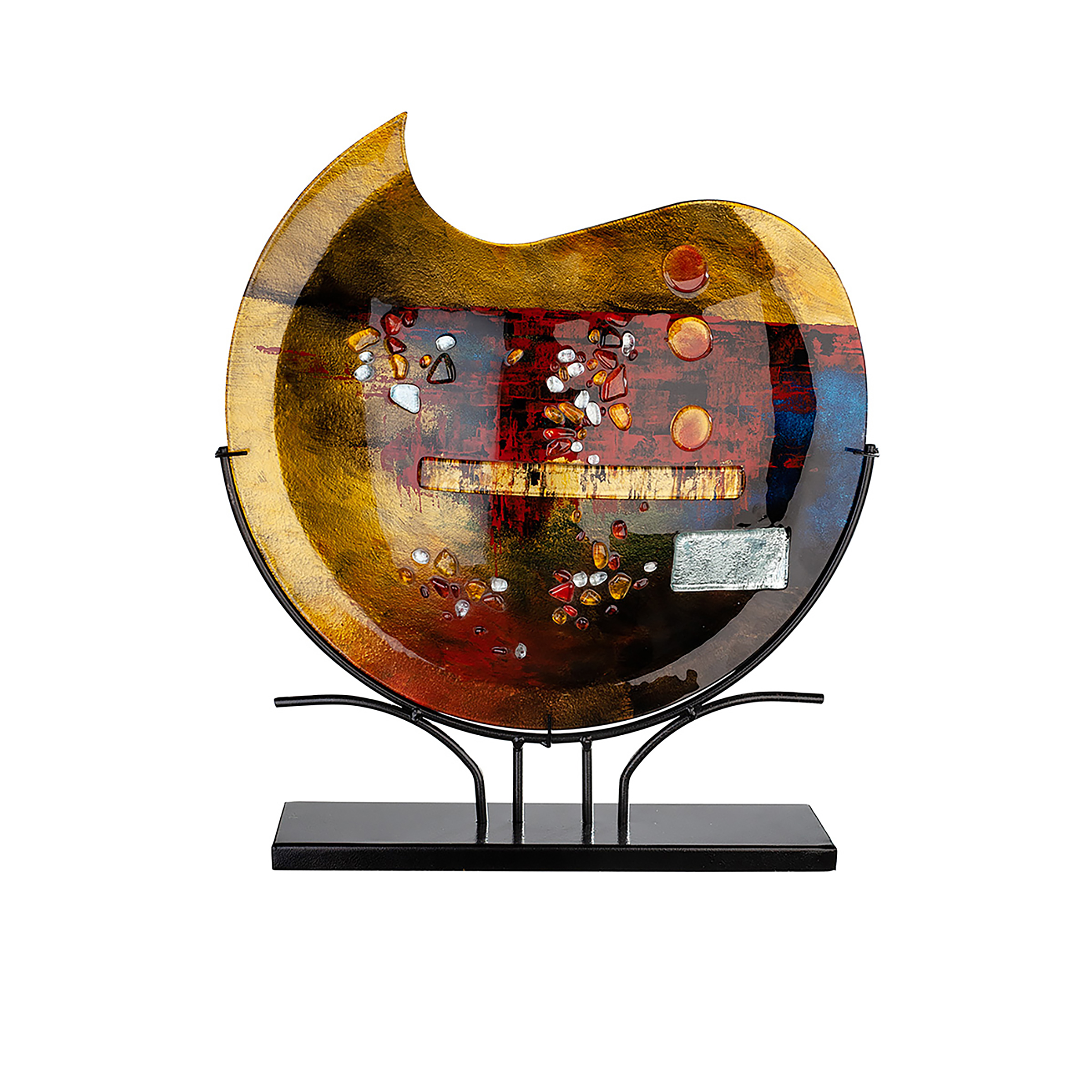 Vase Wemam Gold / Rot Farbglas / Eisen