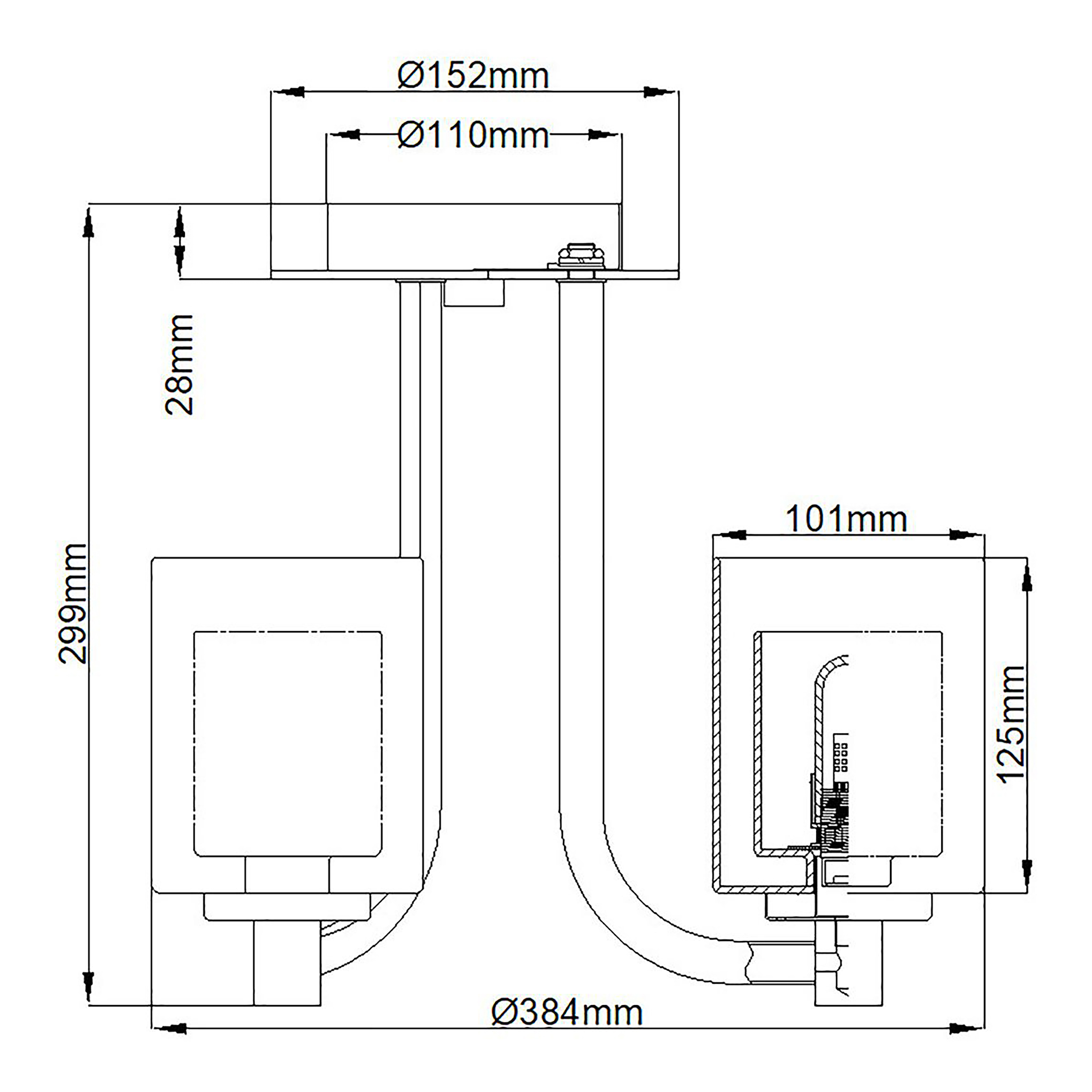 Kolt Deckenleuchte Stahl Opalglas Silber