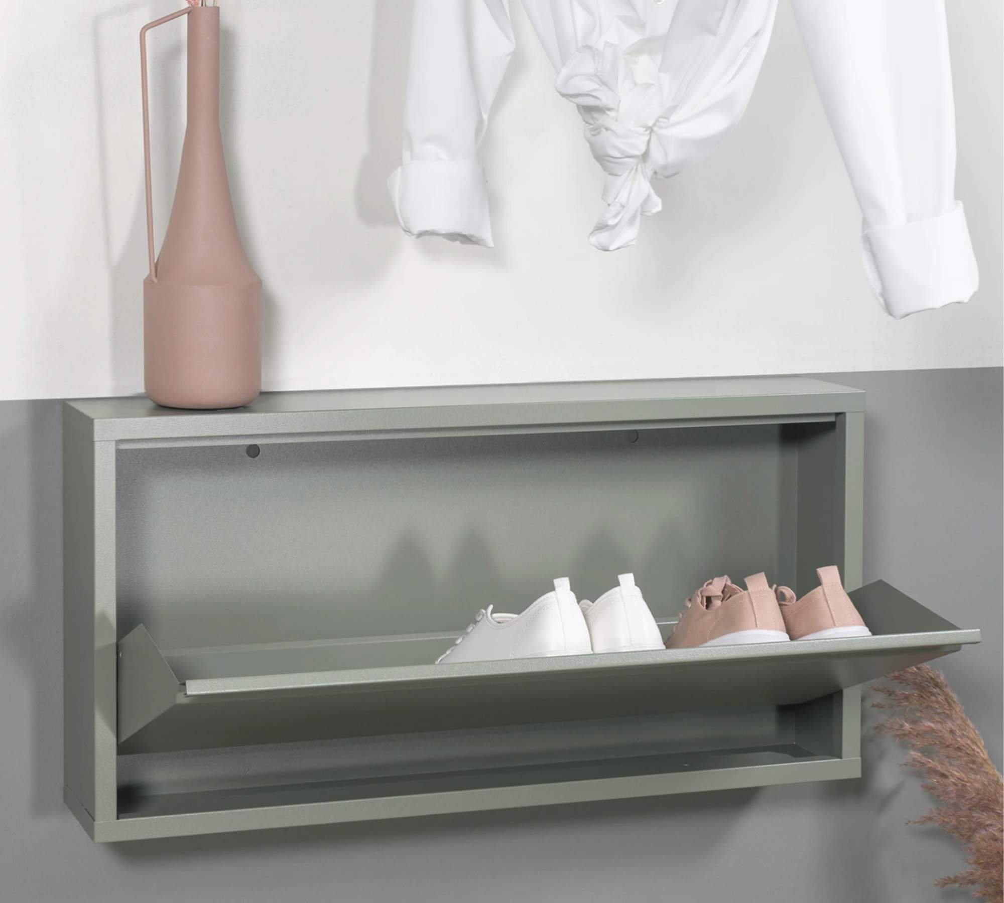 Schuhschrank Metall Grau