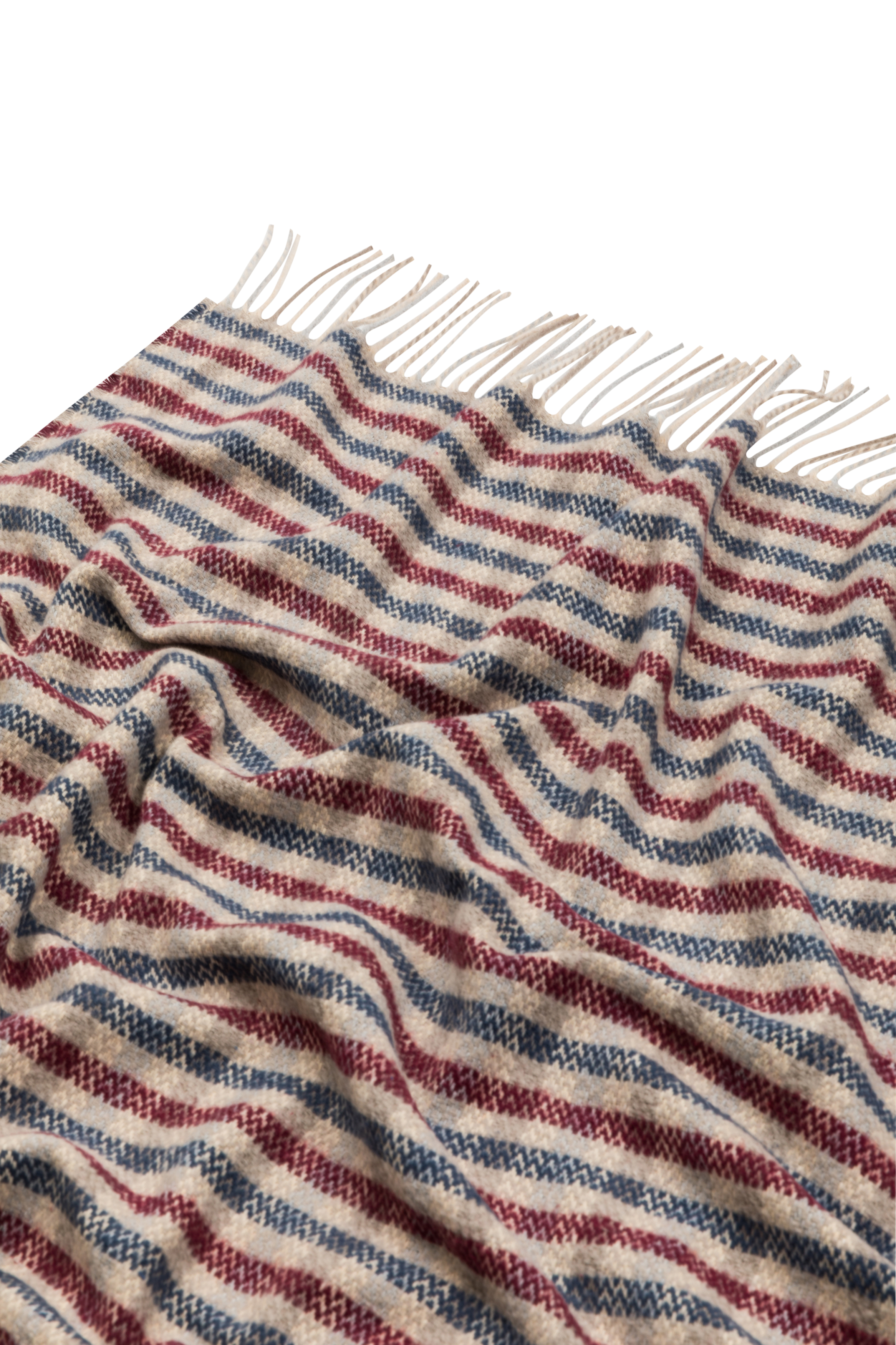 Ibiza Plaid Decke Recycelte Baumwolle Mikro-Karo Blau Rot