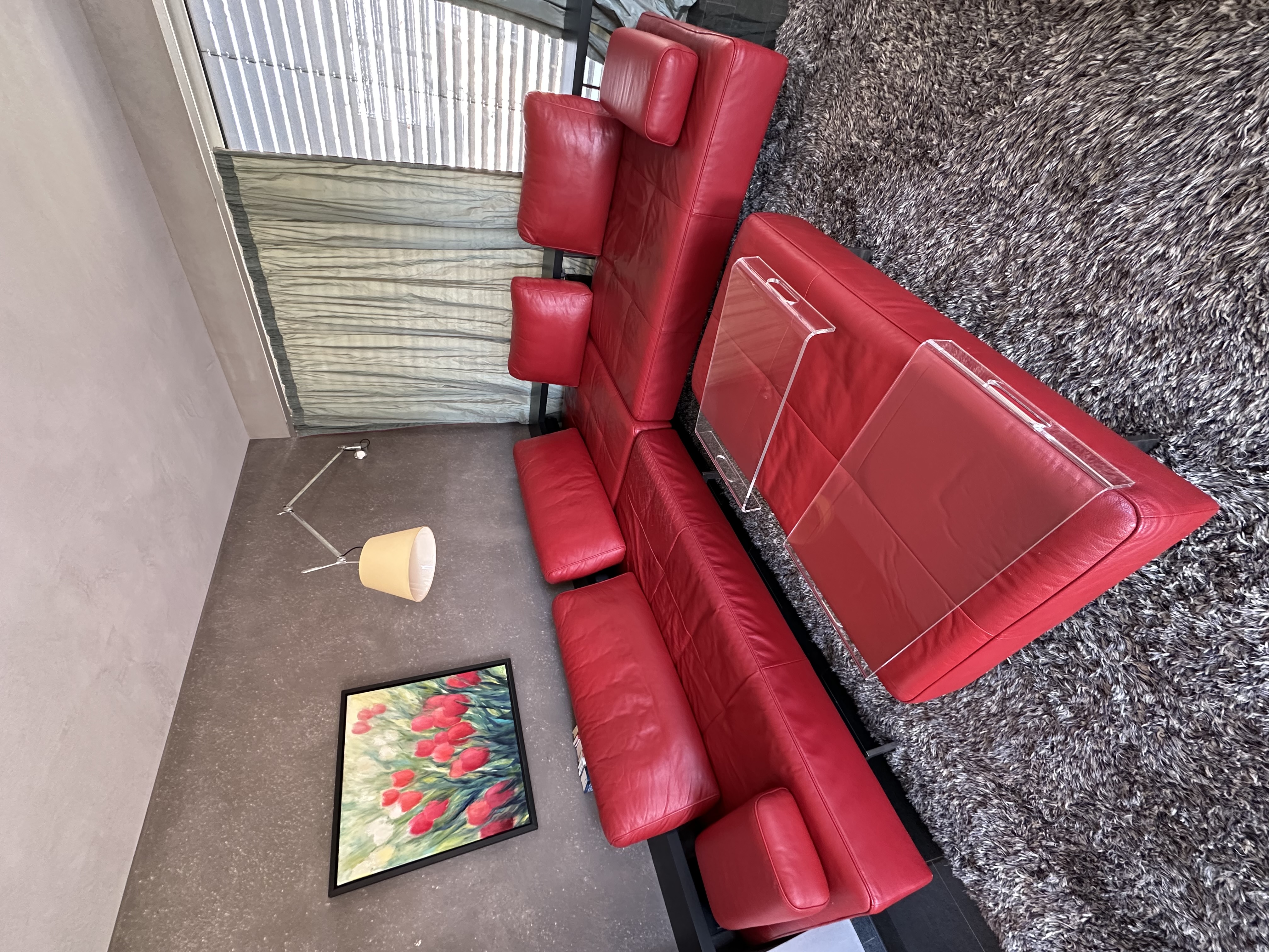 Ecksofa Dono Leder Rot