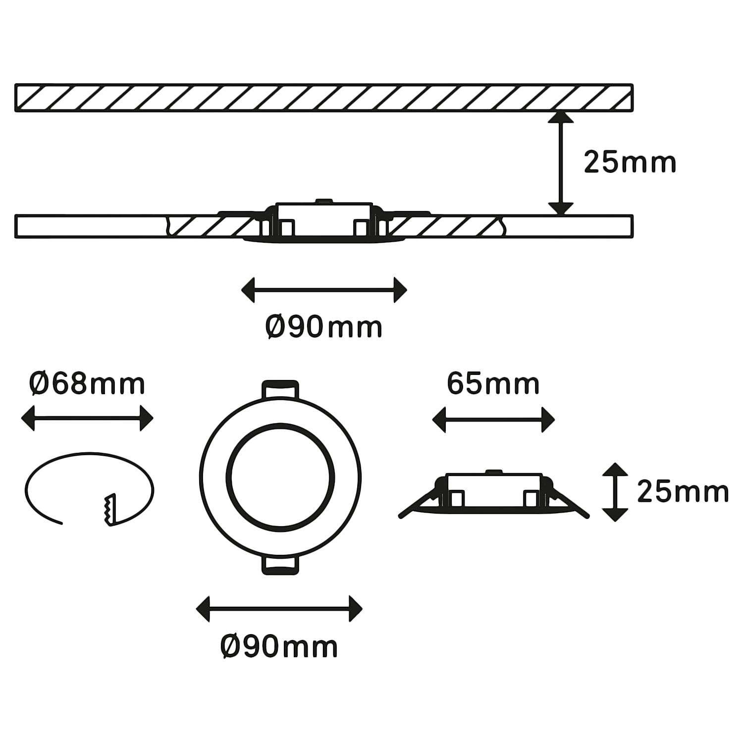Kulana II LED-Einbauleuchte 3er Set 3-flammig Nylon Schwarz