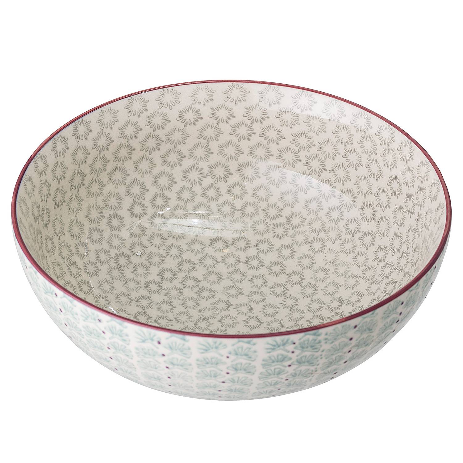 Servierschüssel Maya Keramik Weiß / Grün