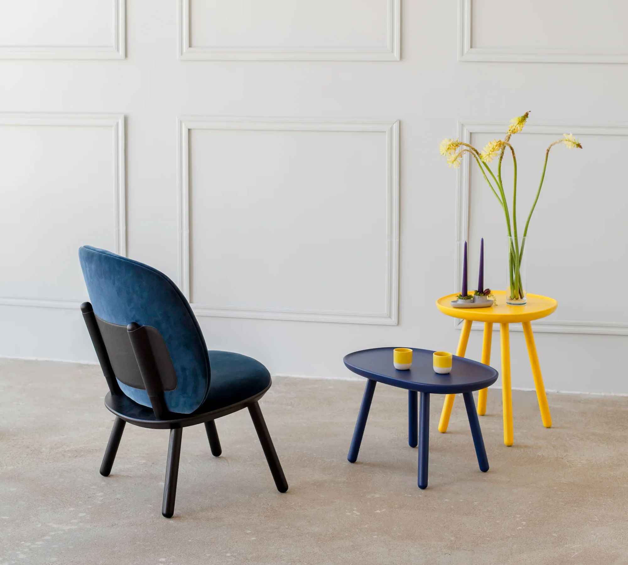 Naïve Bestelltisch Holz Blau