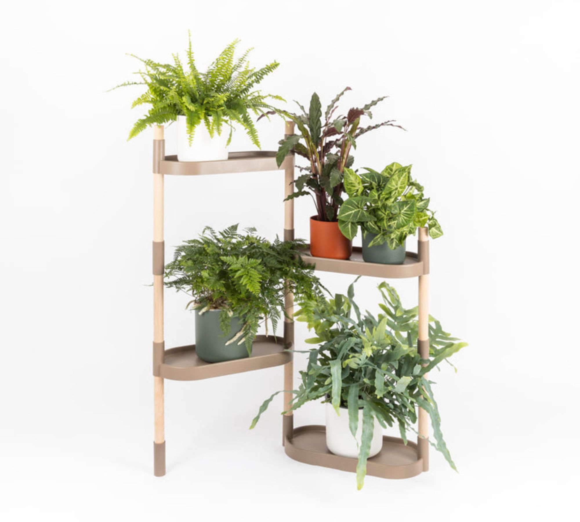 Modulares Pflanzengestell mit 4 Regalböden Braun