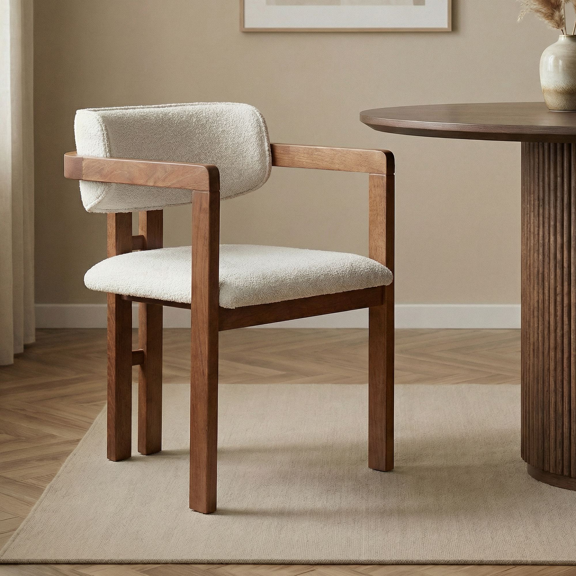 Tuscany Armchair Solid Beech Wood White Walnut