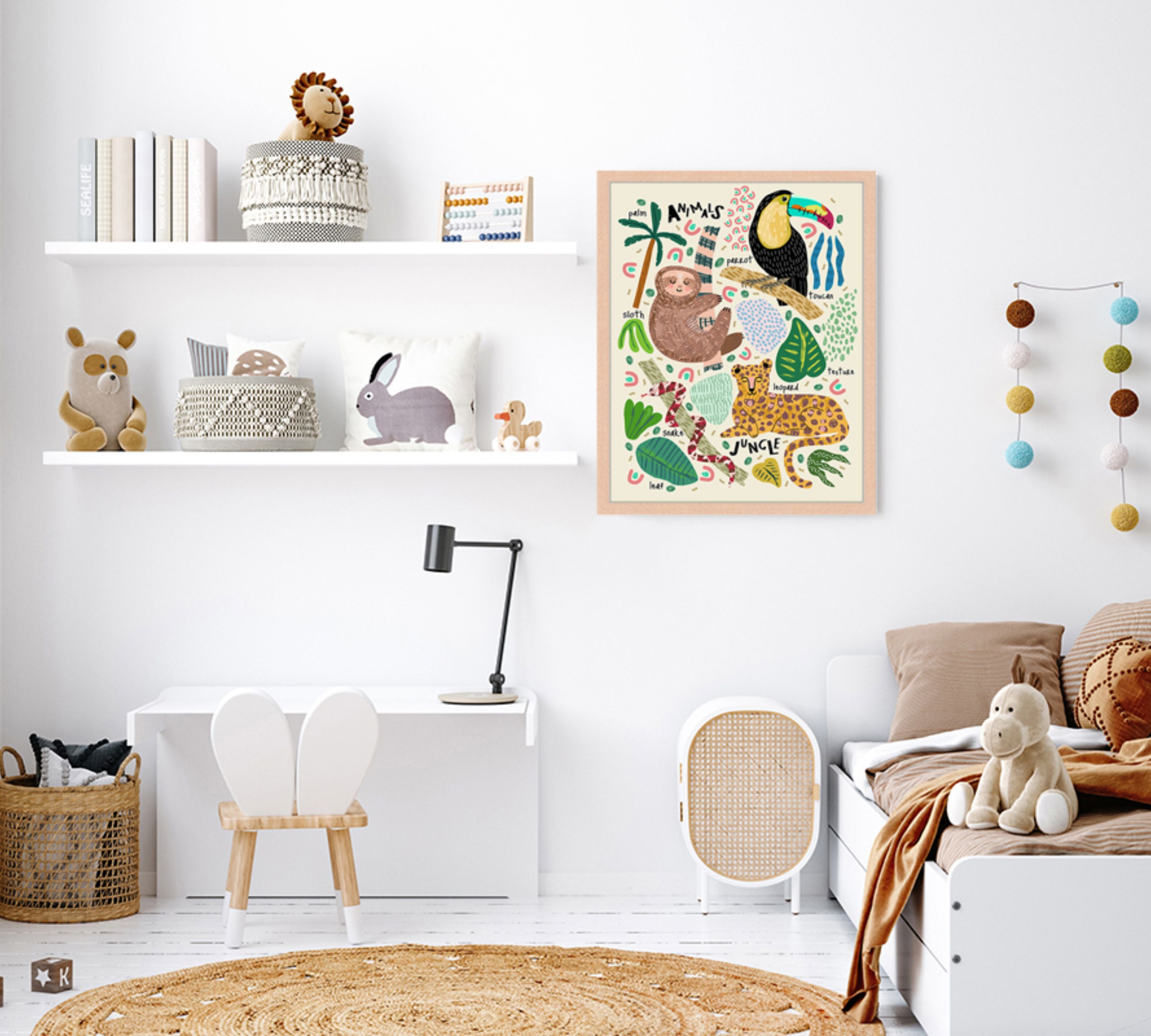 Jungle Animals gerahmter Kunstdruck 