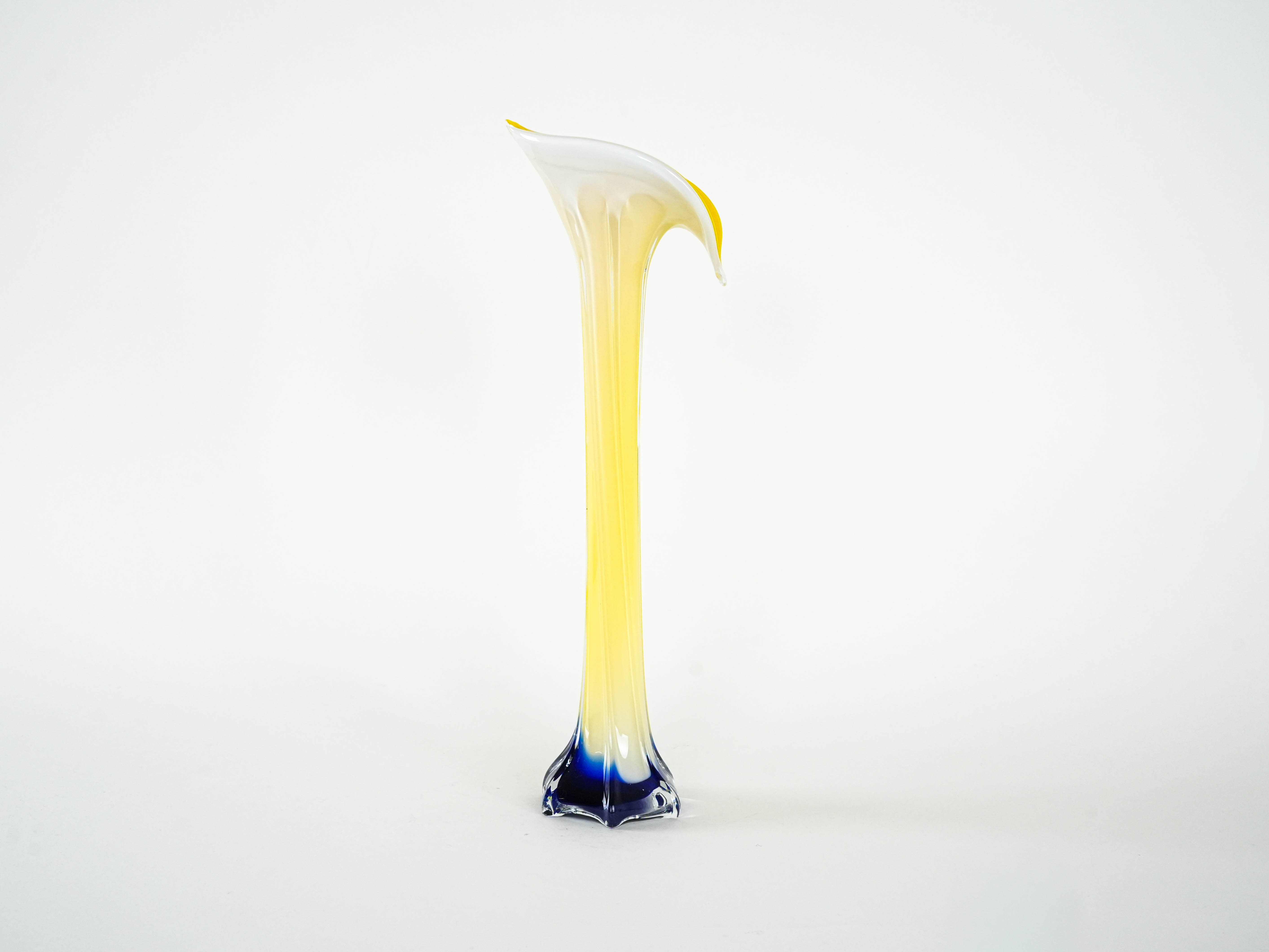 Vase Muranoglas Gelb 1970er Jahre