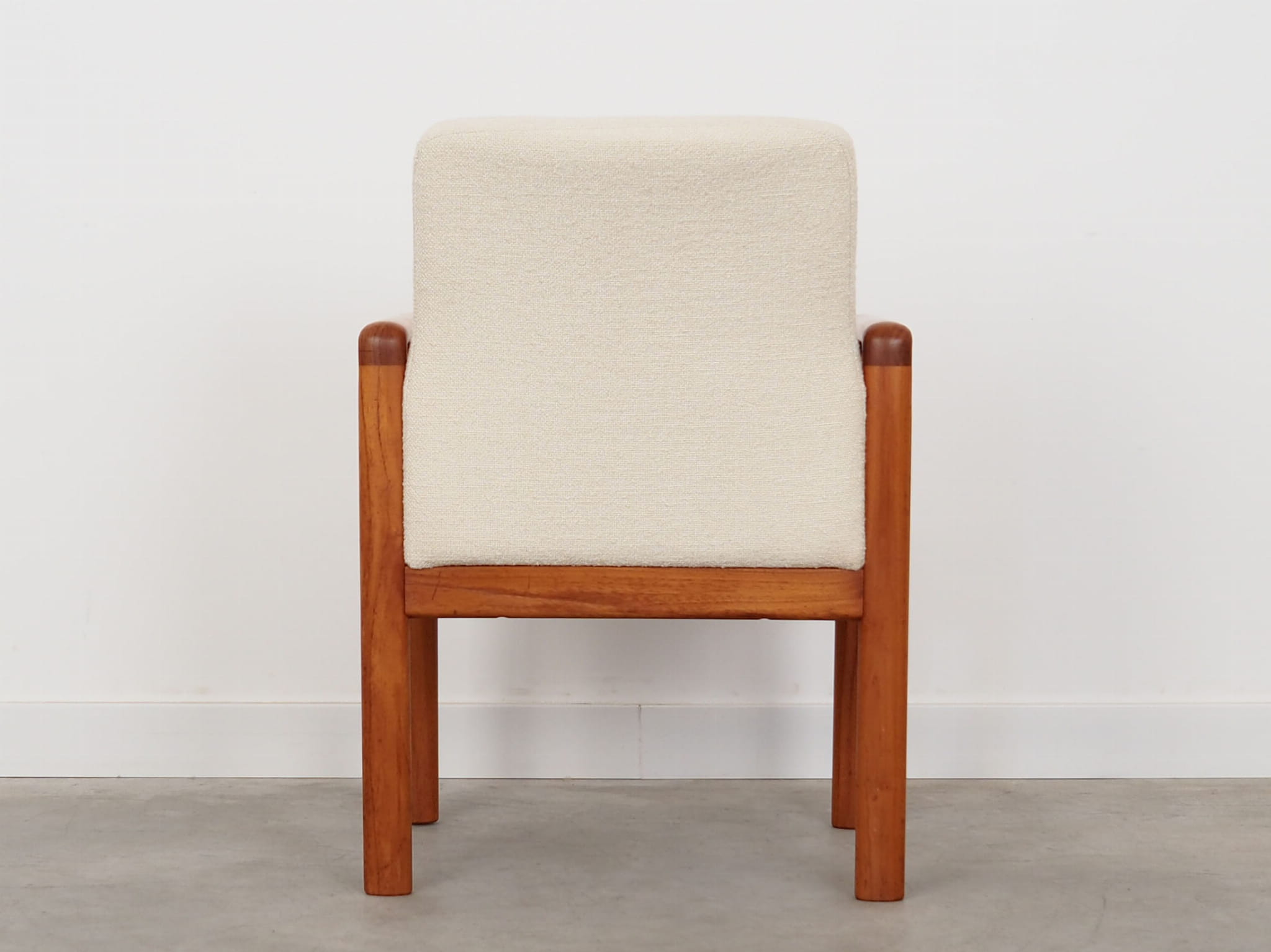 Vintage Chair Teak Wood Textile White 1970s