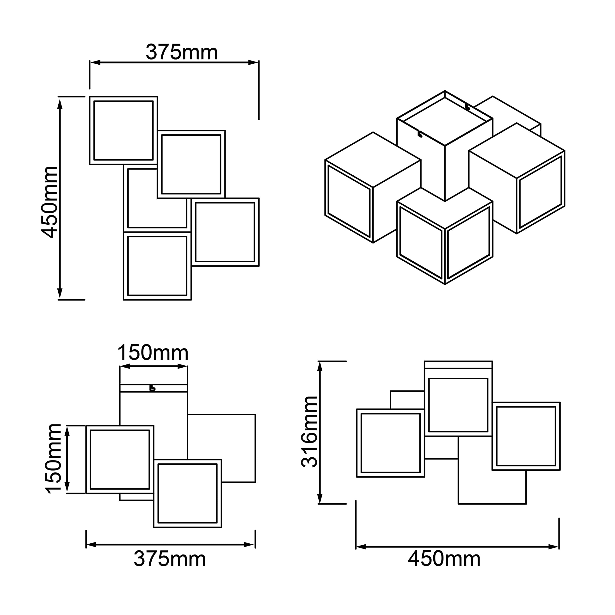 Cubix LED Deckenleuchte Metall Kunststoff Weiß