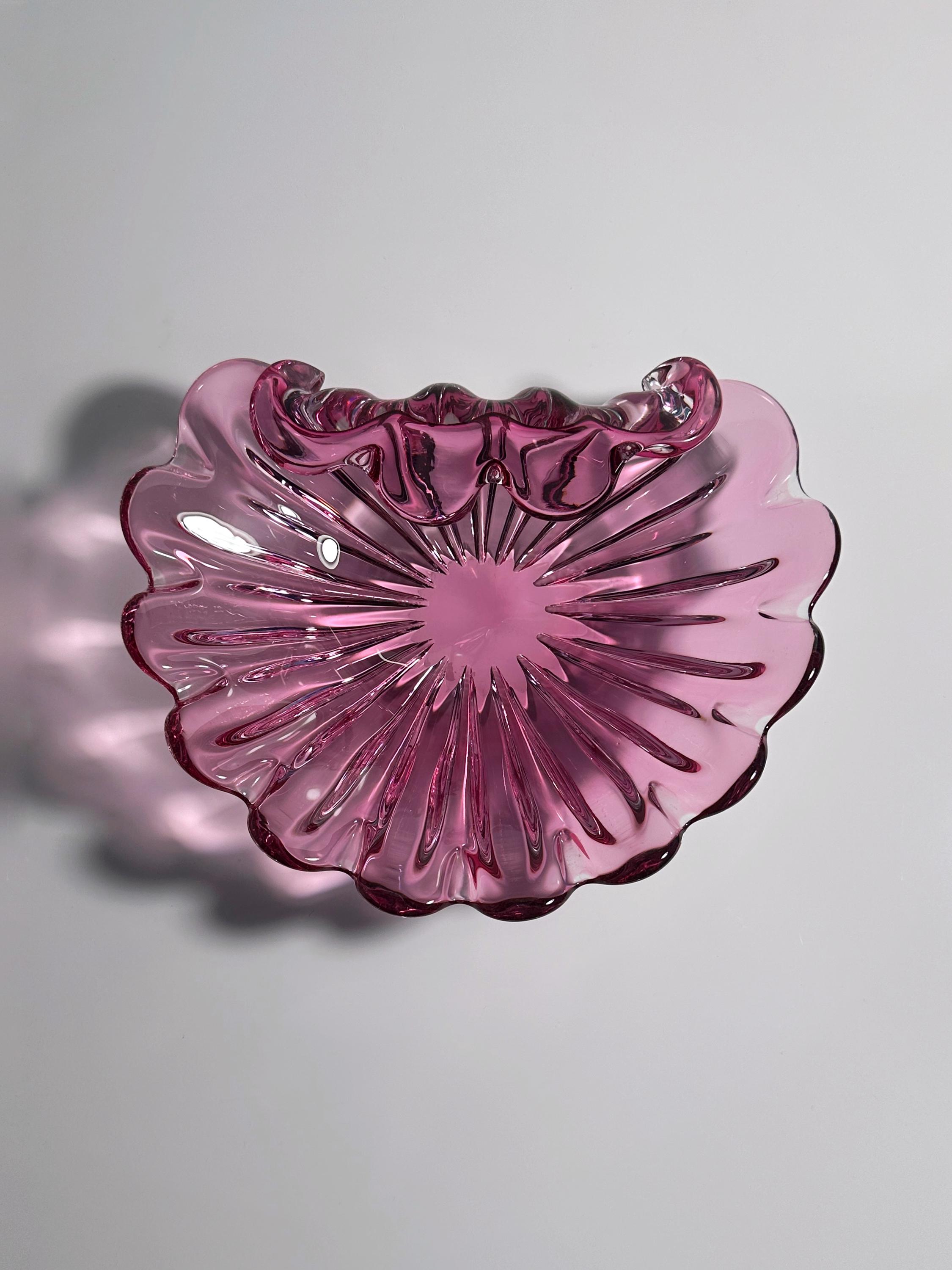 Vintage Shell Fruit Bowl Glass 1970s