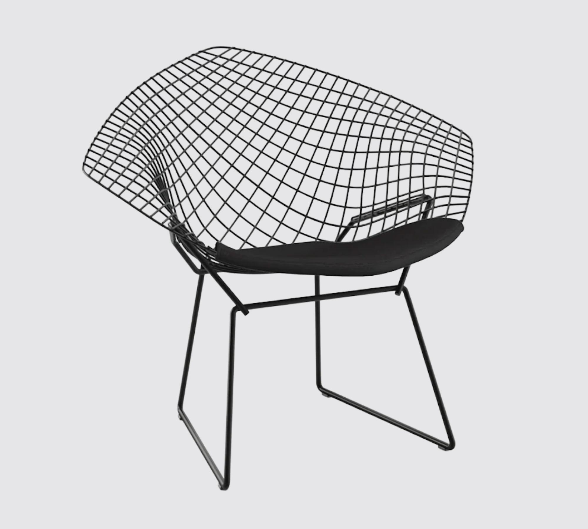 DEFEKT! Bertoia Diamond Chair Schwarz mit Sitzkissen 
