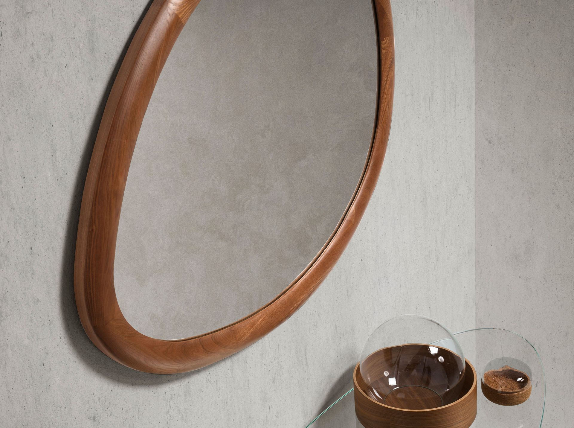 Wall mirror walnut brown