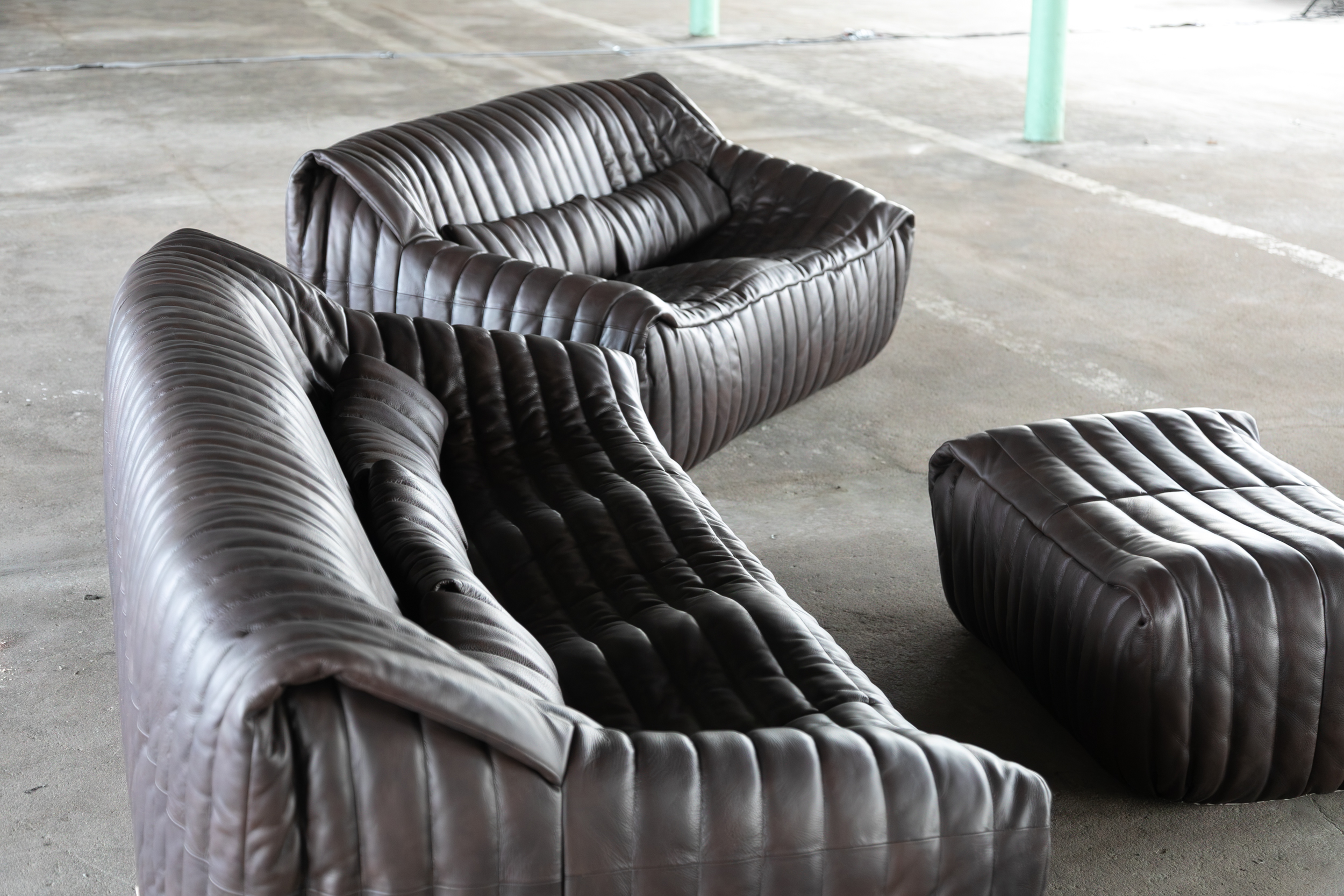 Sandra Lounge Set 2-tlg. Glattleder Schokoladenbraun