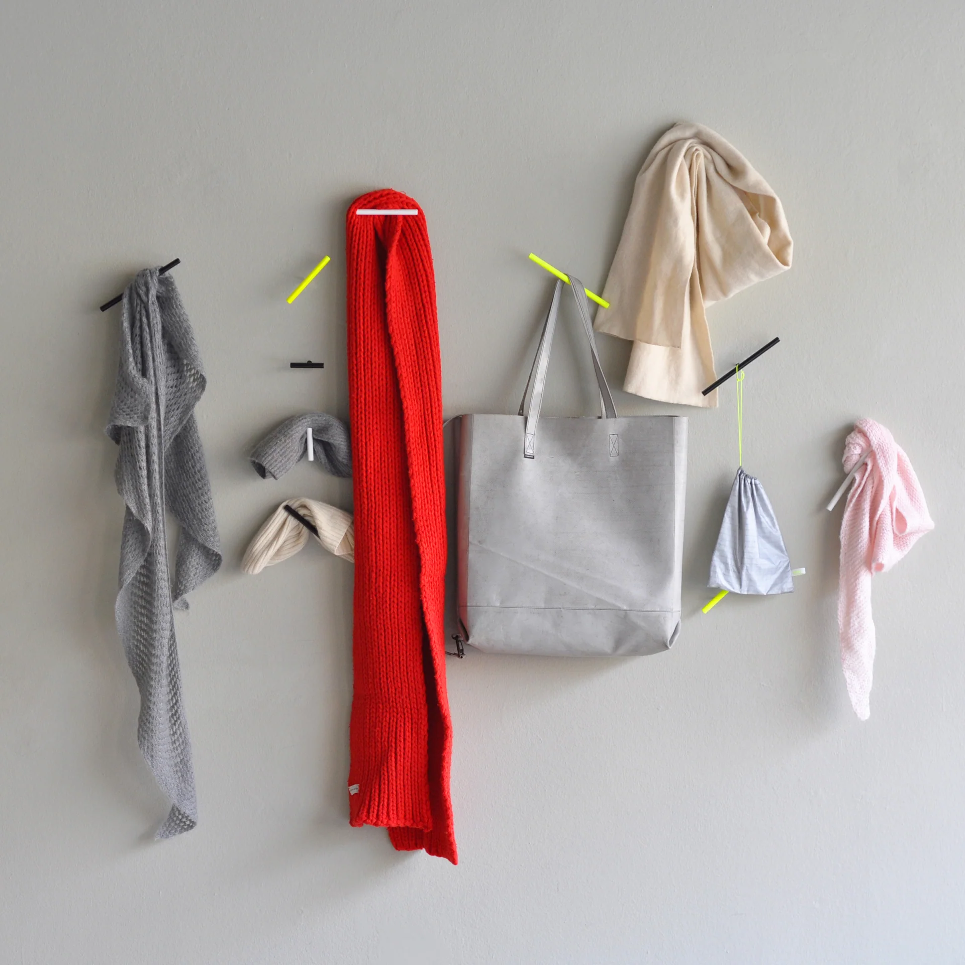 Line Haken Klein Stahl Pulverbeschichtet Neongelb