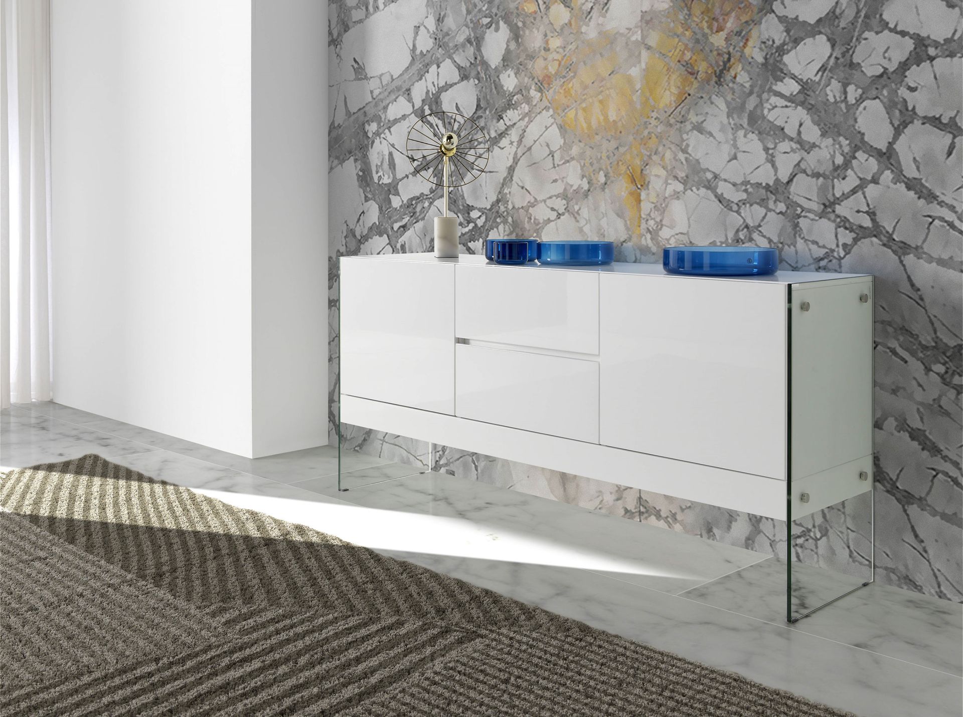 Sideboard Glas Weiß