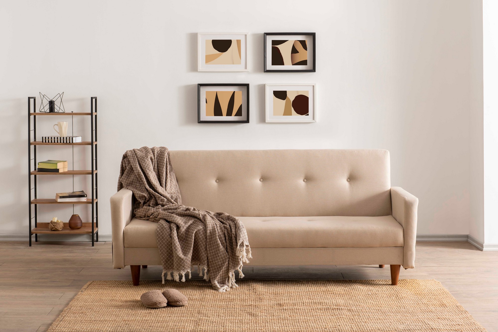 Hiko Sofa bed 3-seater Cream