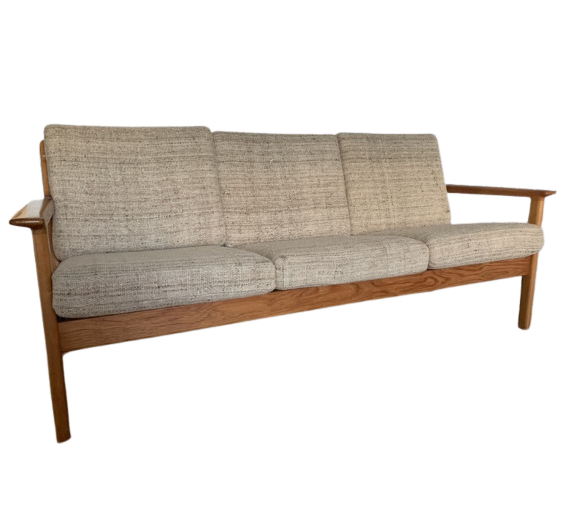 Vintage Sofa Hans J. Wegner Holz Baumwolle Braun 60er Jahre
