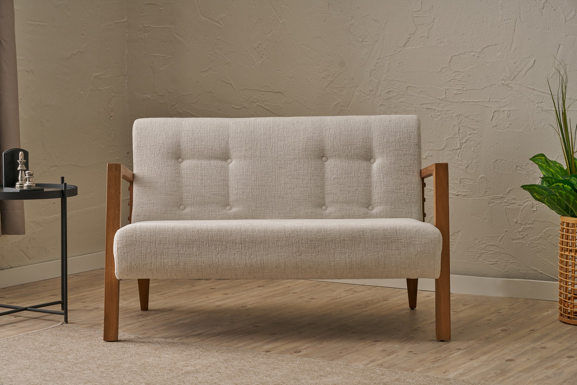 Kemer Sofa Buchenholz Cream