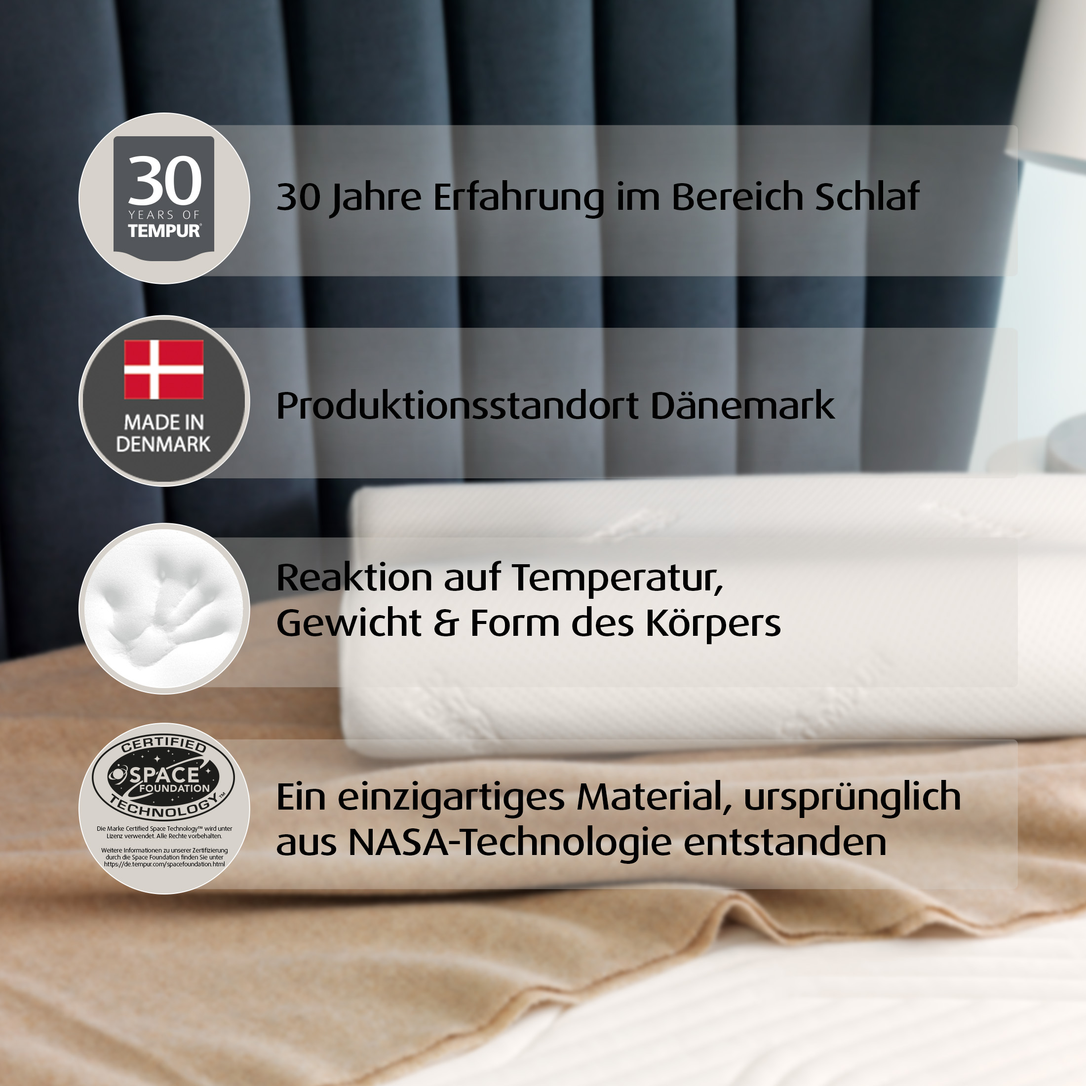 TEMPUR® Original festes Memory Foam Schlafkissen in M